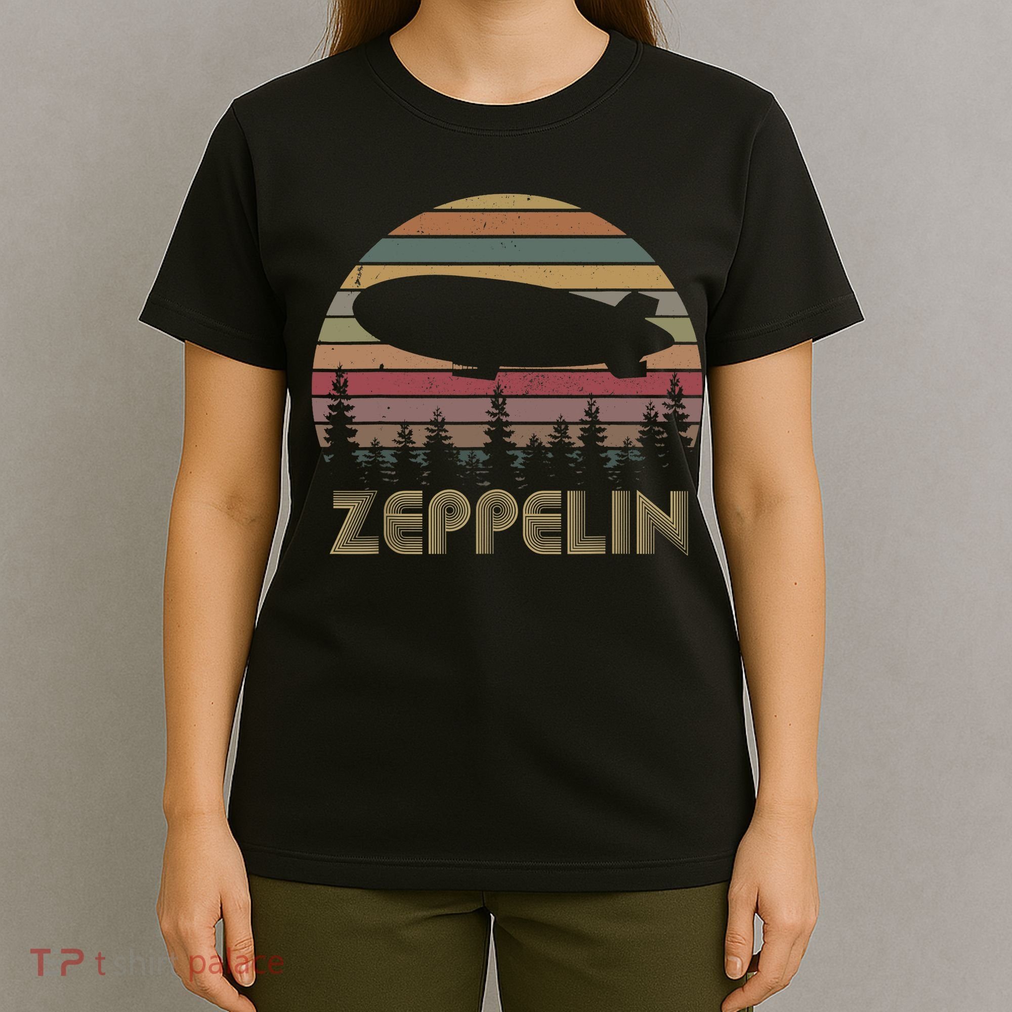 Zeppelin Retro Vintage Sunset 70s 80s Distressed Dirigible T-Shirt
