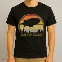 Zeppelin Retro Vintage Sunset 70s 80s Distressed Dirigible T-Shirt thumb 3