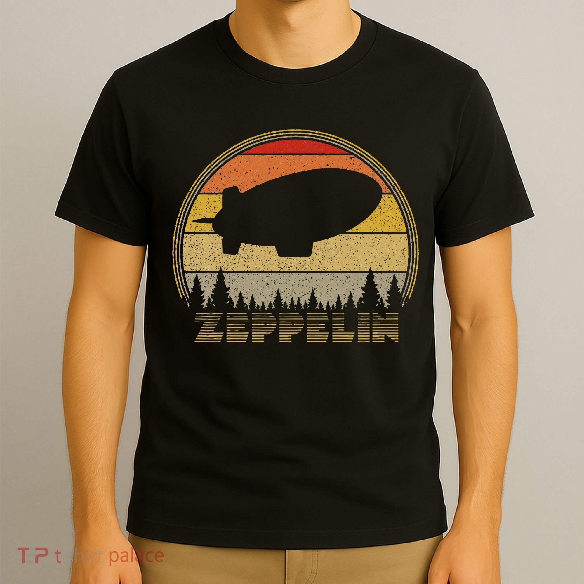 Zeppelin Retro Vintage Sunset 70s 80s Distressed Dirigible T-Shirt