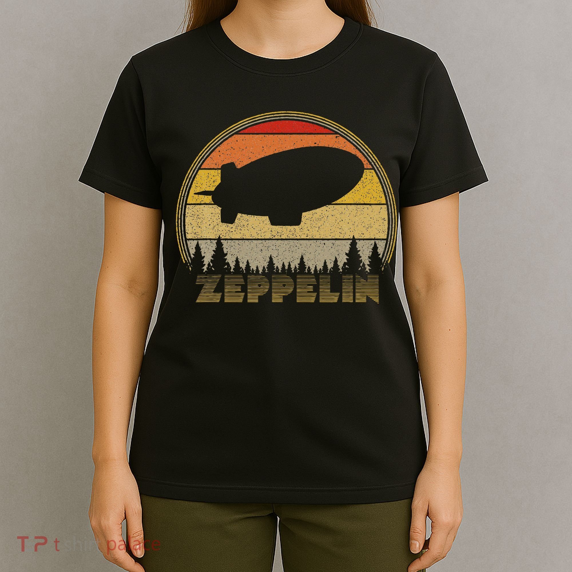 Zeppelin Retro Vintage Sunset 70s 80s Distressed Dirigible T-Shirt