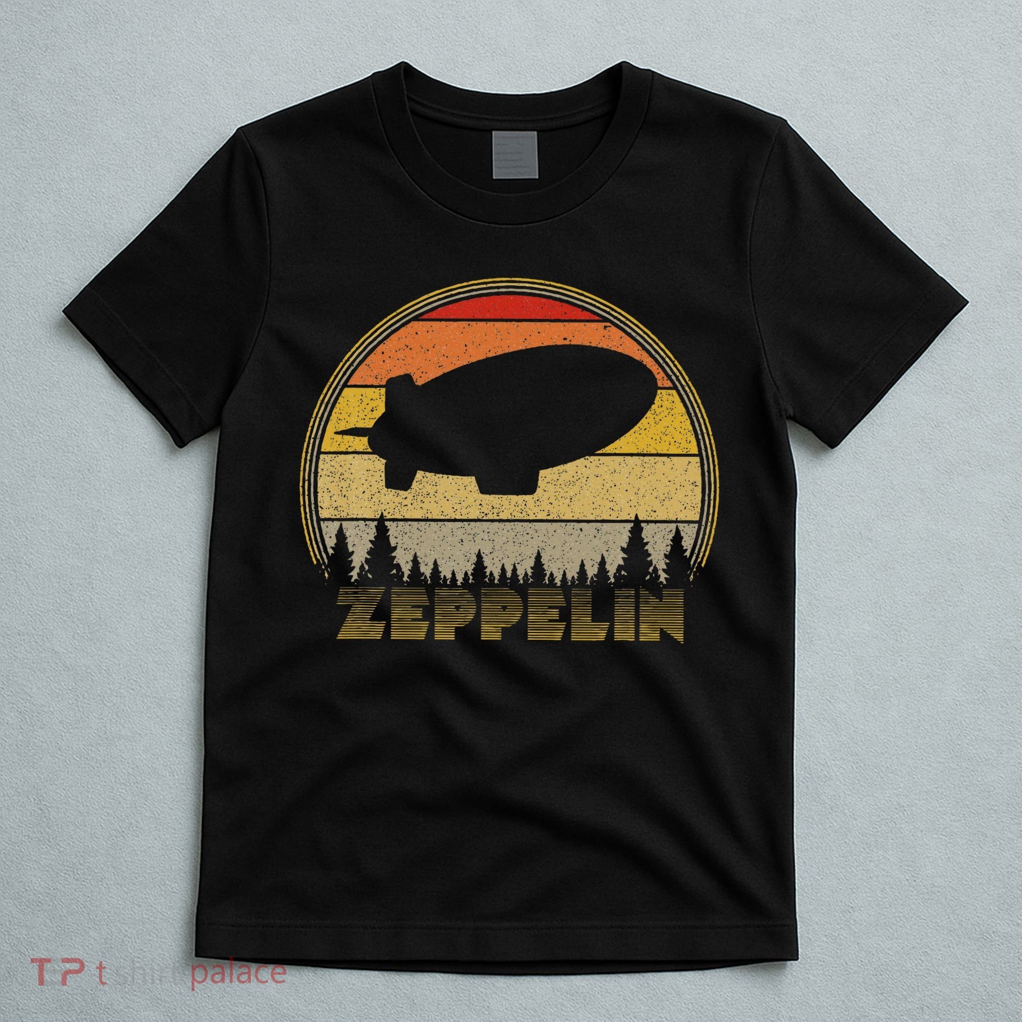 Zeppelin Retro Vintage Sunset 70s 80s Distressed Dirigible T-Shirt