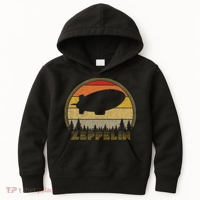 Zeppelin Retro Vintage Sunset 70s 80s Distressed Dirigible Kids Hoodie