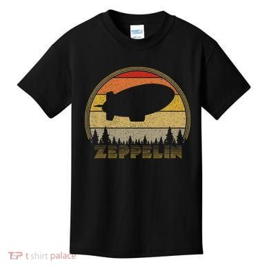Zeppelin Retro Vintage Sunset 70s 80s Distressed Dirigible Kids T-Shirt