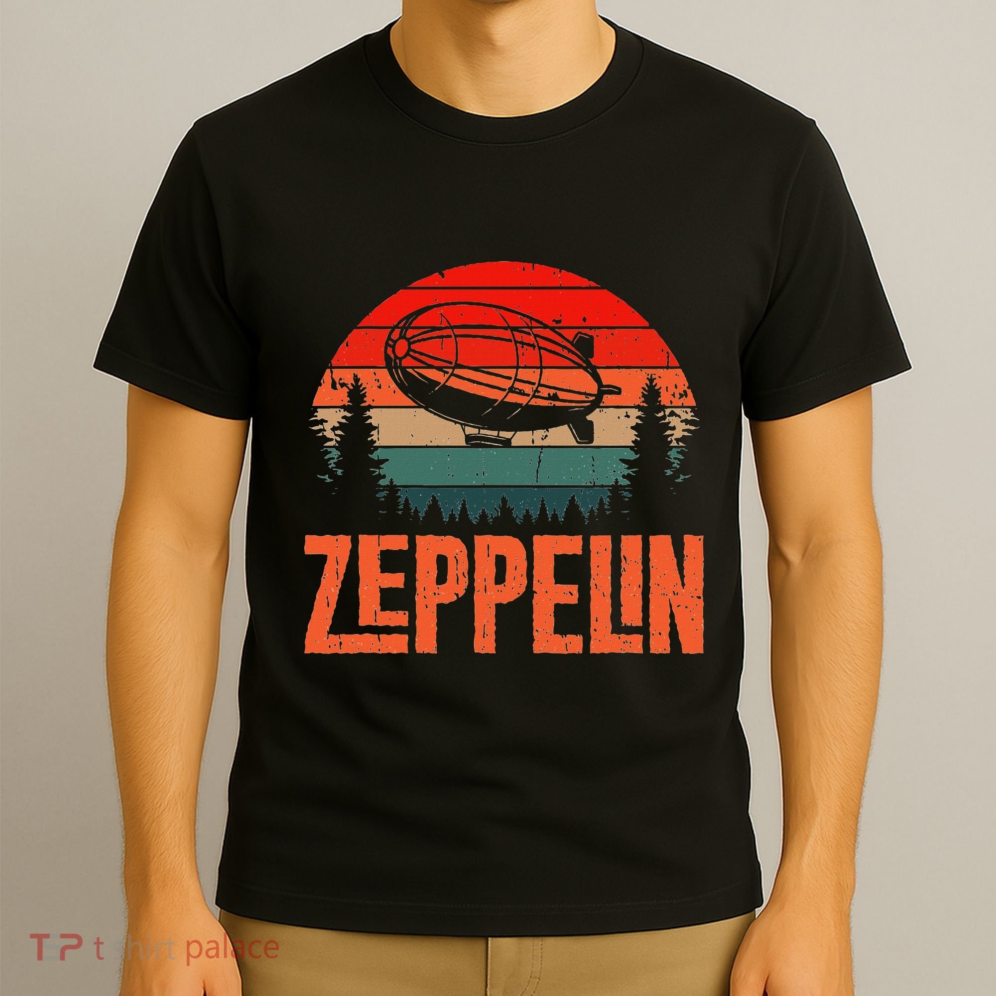 Zeppelin Retro Vintage Sunset 70s 80s Dirigible Airship T-Shirt
