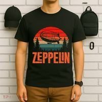 Zeppelin Retro Vintage Sunset 70s 80s Dirigible Airship T-Shirt thumb 6