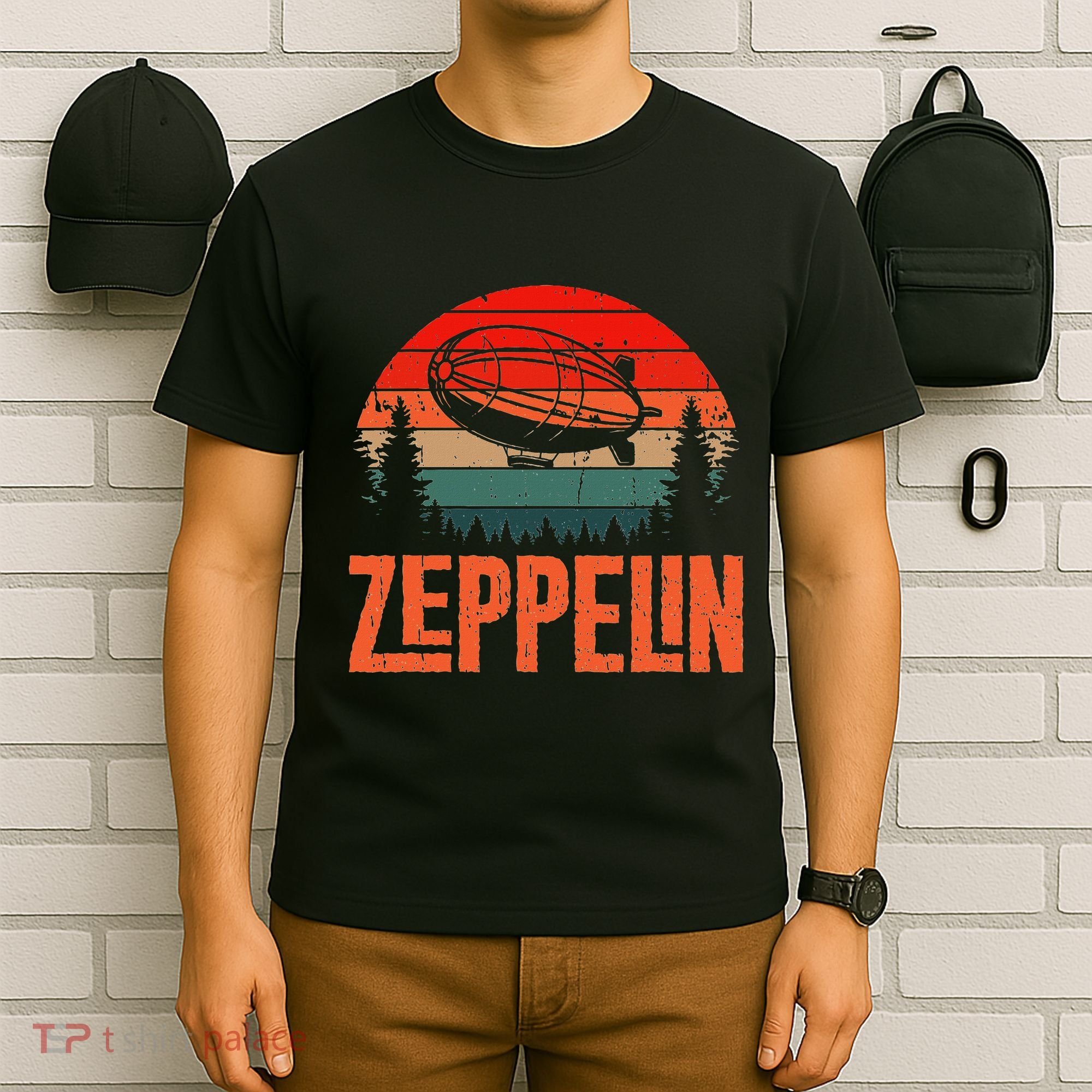 Zeppelin Retro Vintage Sunset 70s 80s Dirigible Airship T-Shirt