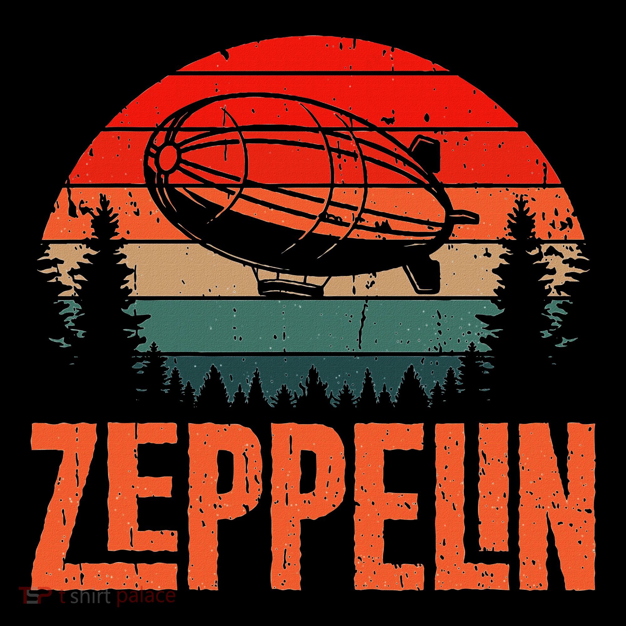 Zeppelin Retro Vintage Sunset 70s 80s Dirigible Airship T-Shirt