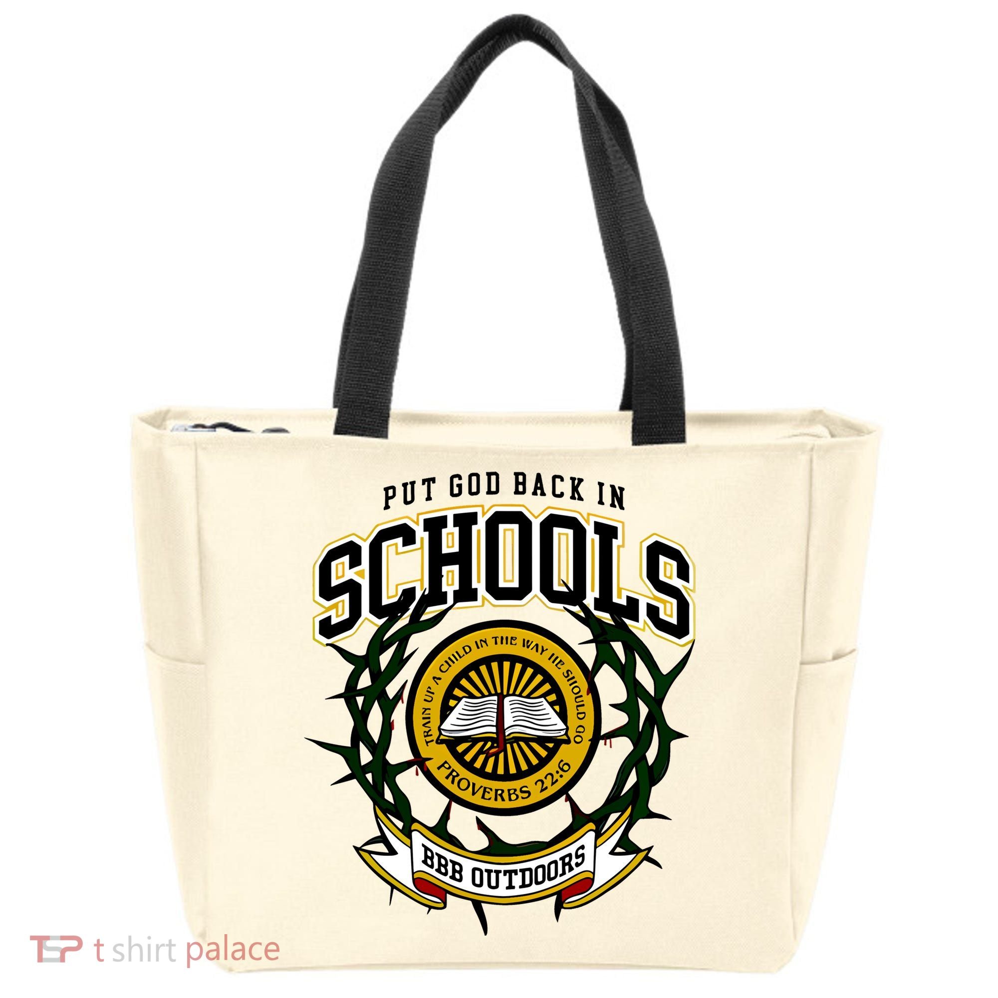 Zach Rushing Wearing Put God Back In Schools Tote Bag