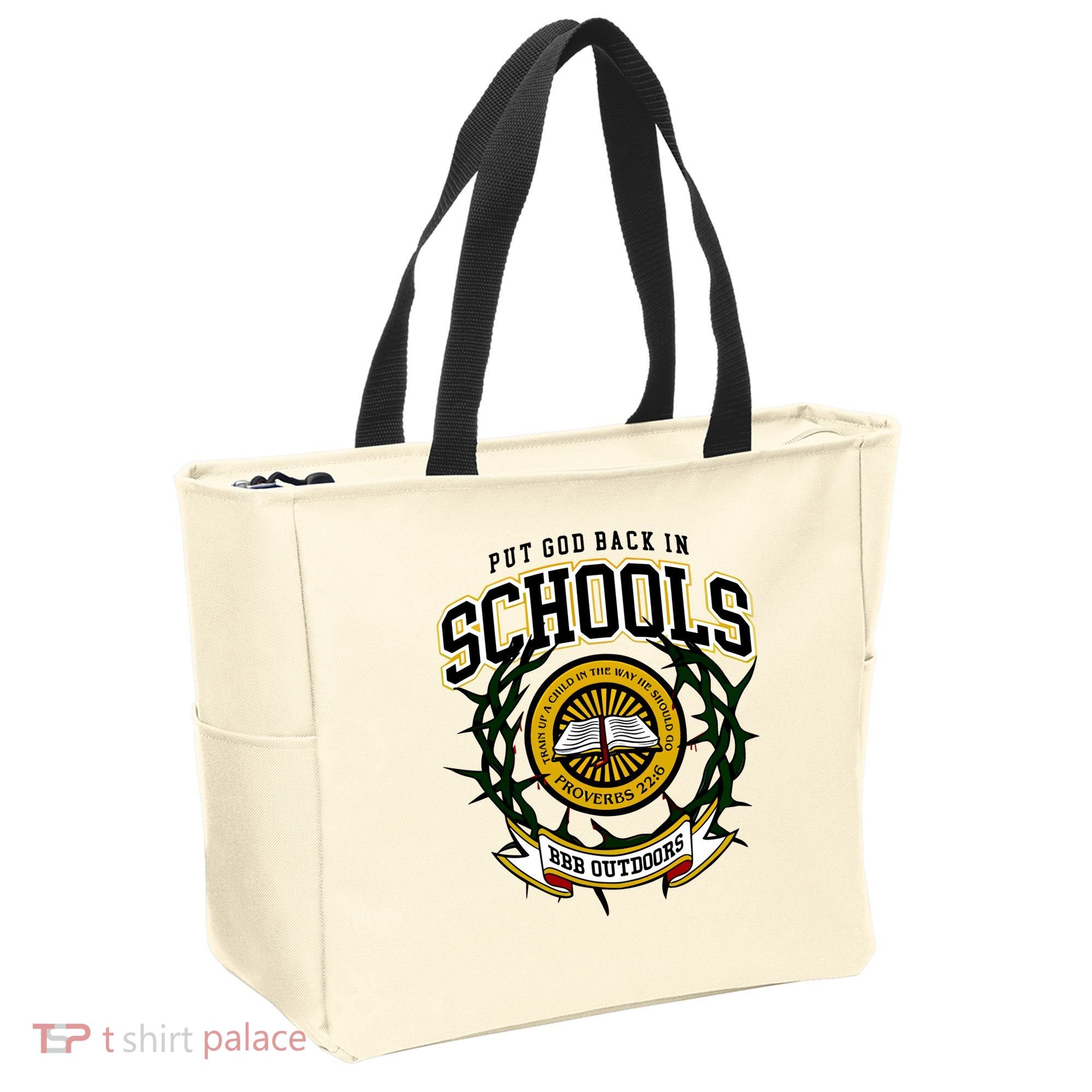 Zach Rushing Wearing Put God Back In Schools Tote Bag