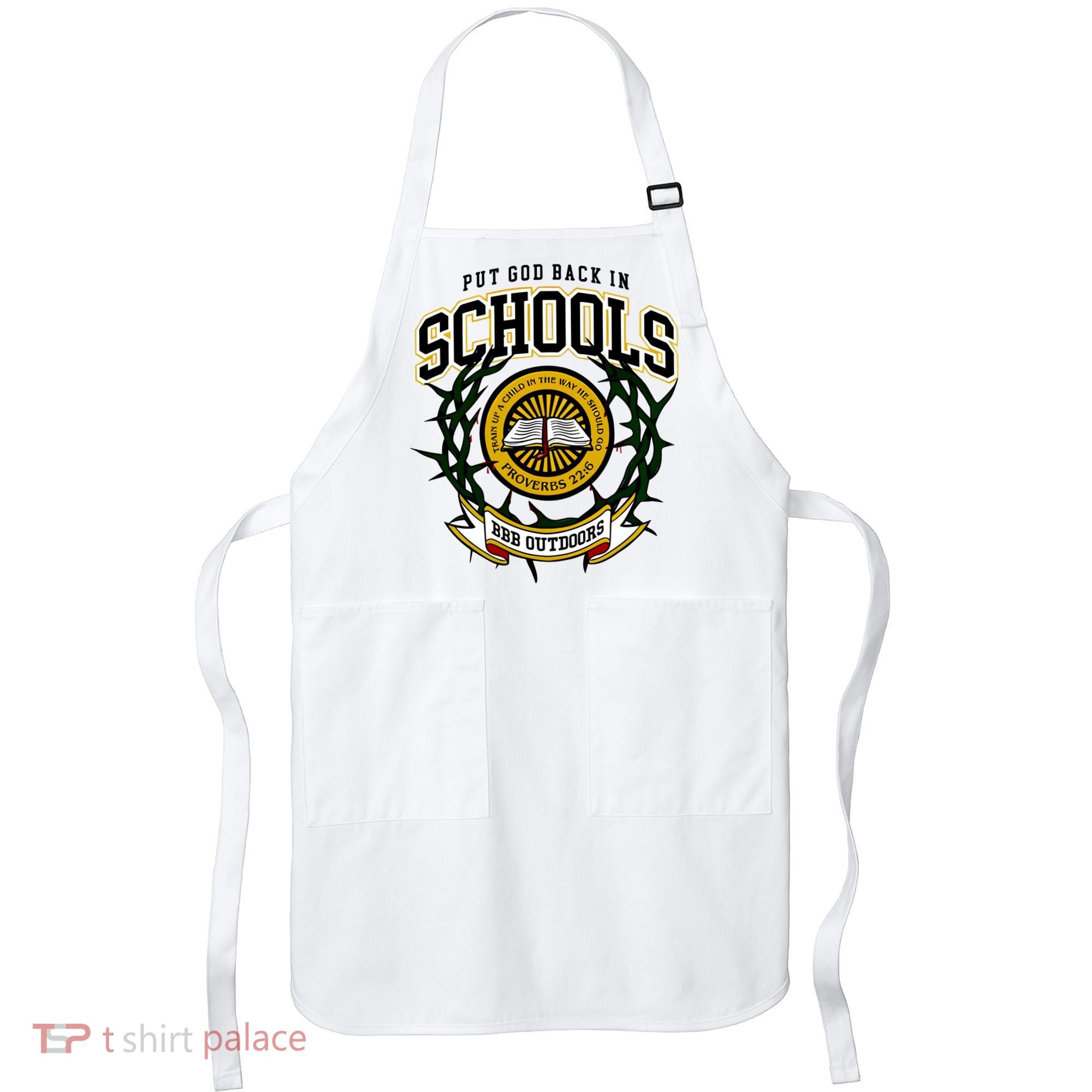 Zach Rushing Wearing Put God Back In Schools Apron
