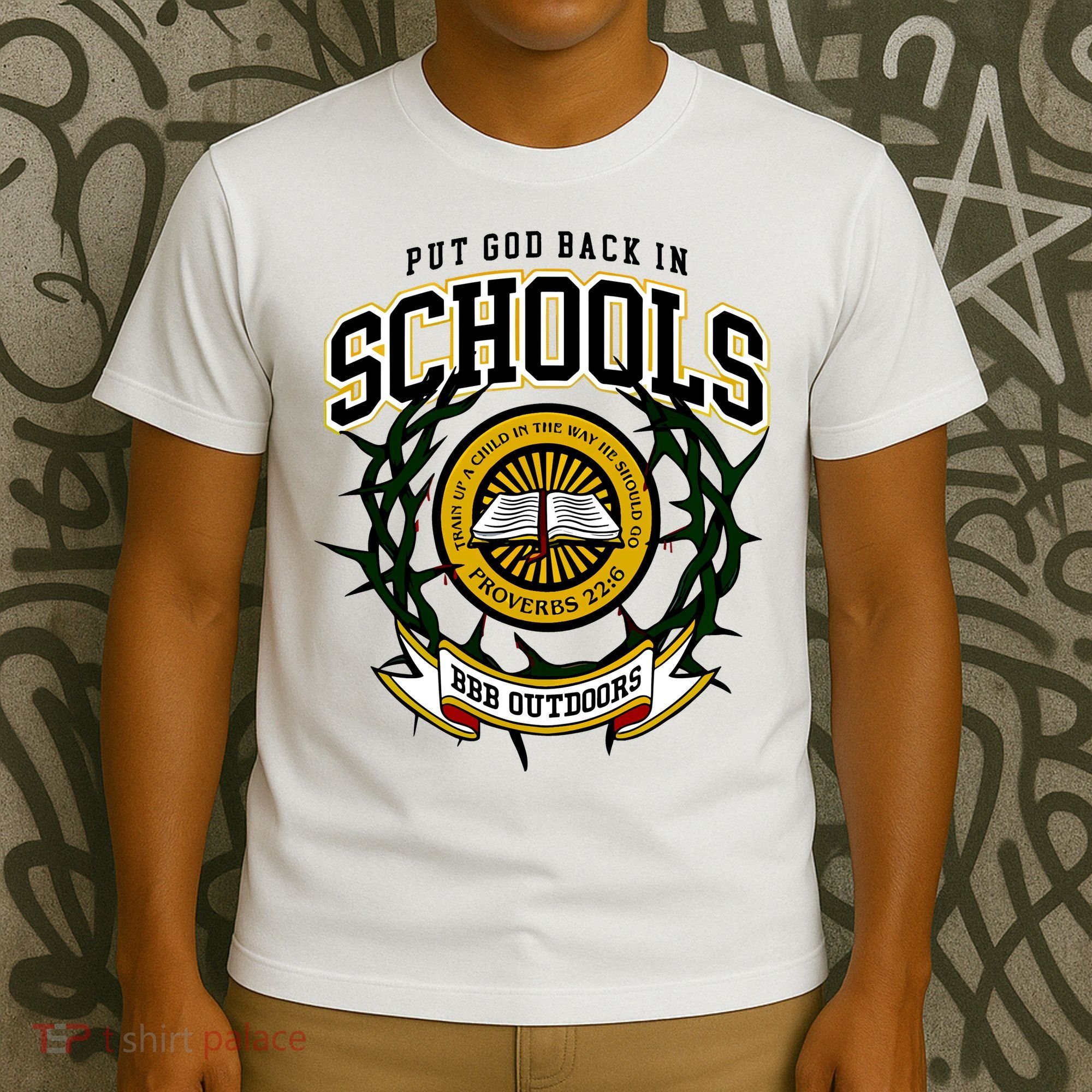 Zach Rushing Wearing Put God Back In Schools T-Shirt
