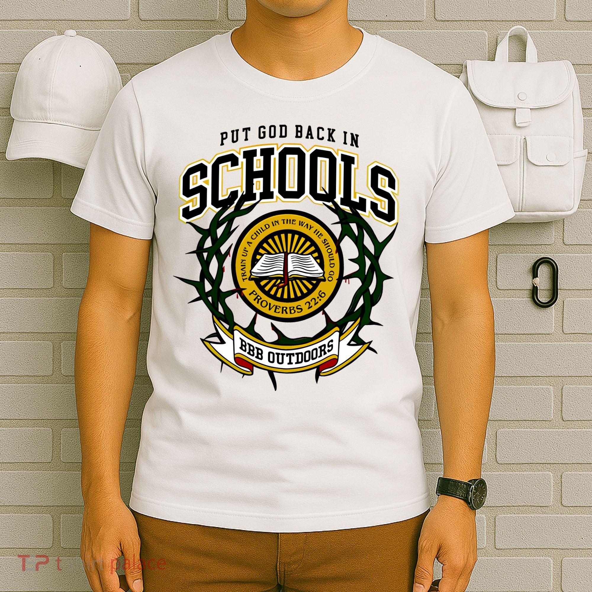 Zach Rushing Wearing Put God Back In Schools T-Shirt
