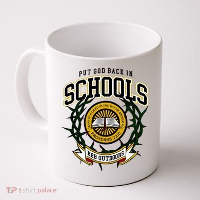 Zach Rushing Wearing Put God Back In Schools Coffee Mug