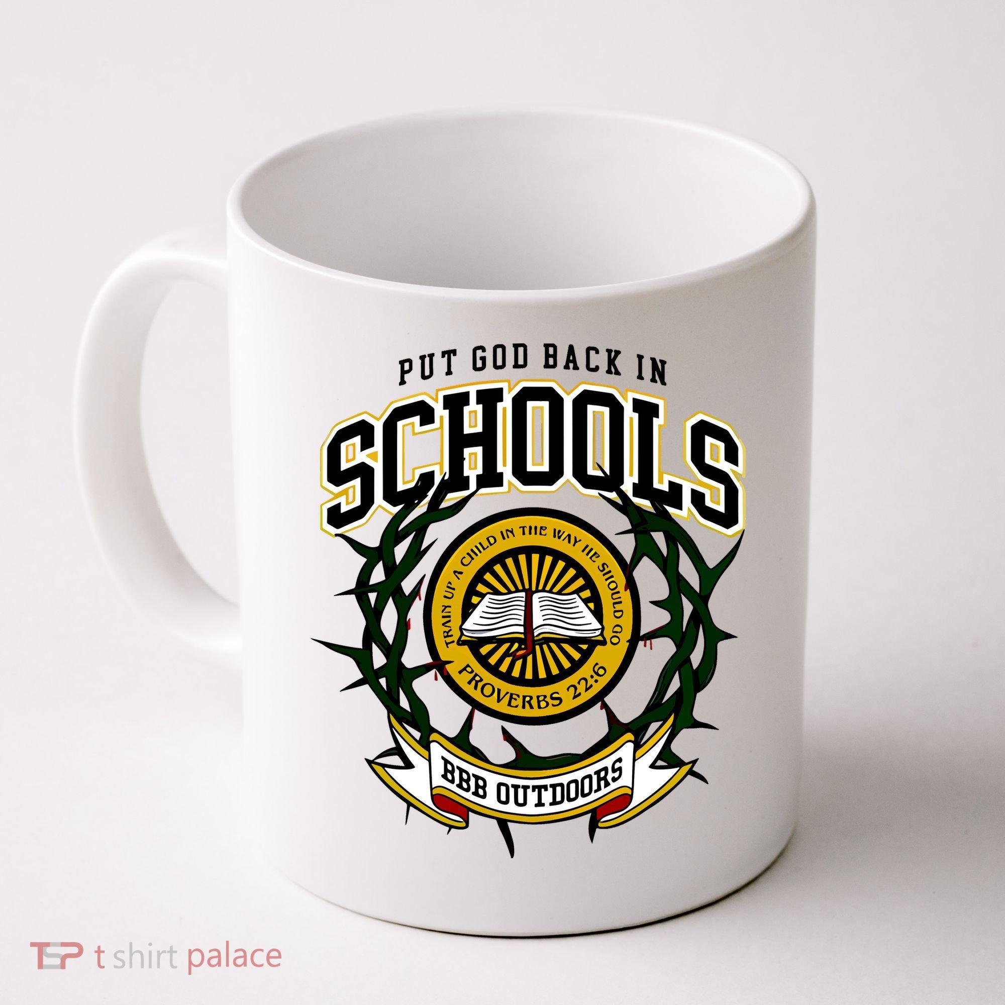 Zach Rushing Wearing Put God Back In Schools Coffee Mug