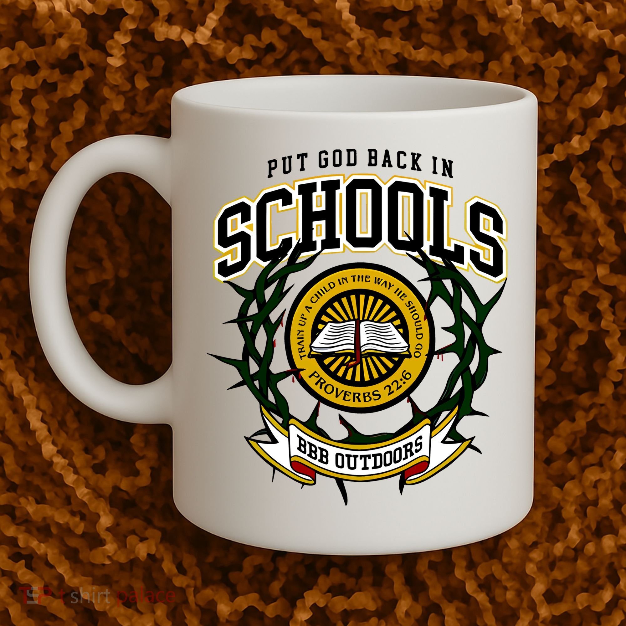 Zach Rushing Wearing Put God Back In Schools Coffee Mug
