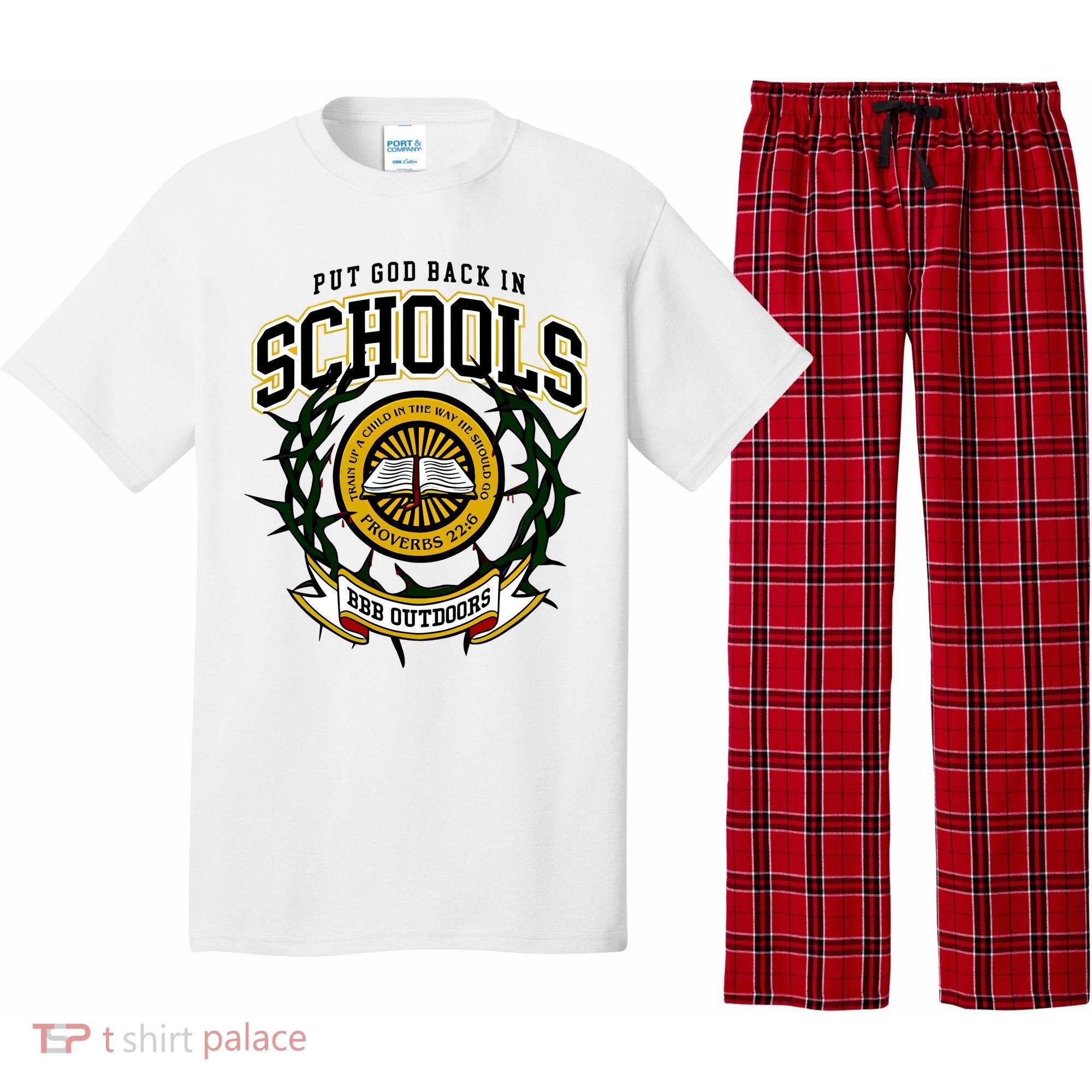 Zach Rushing Wearing Put God Back In Schools Pajama Set