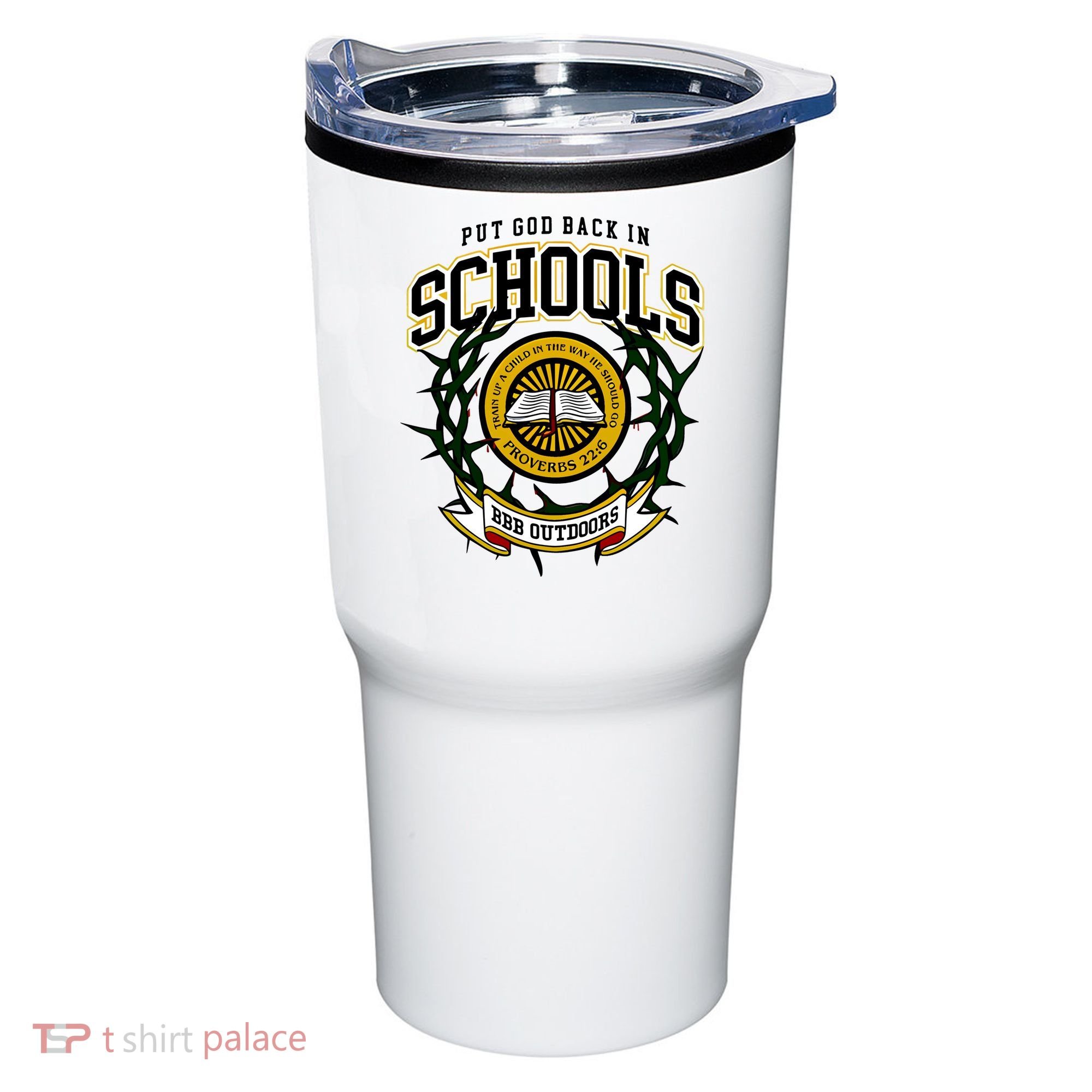 Zach Rushing Wearing Put God Back In Schools Tumbler