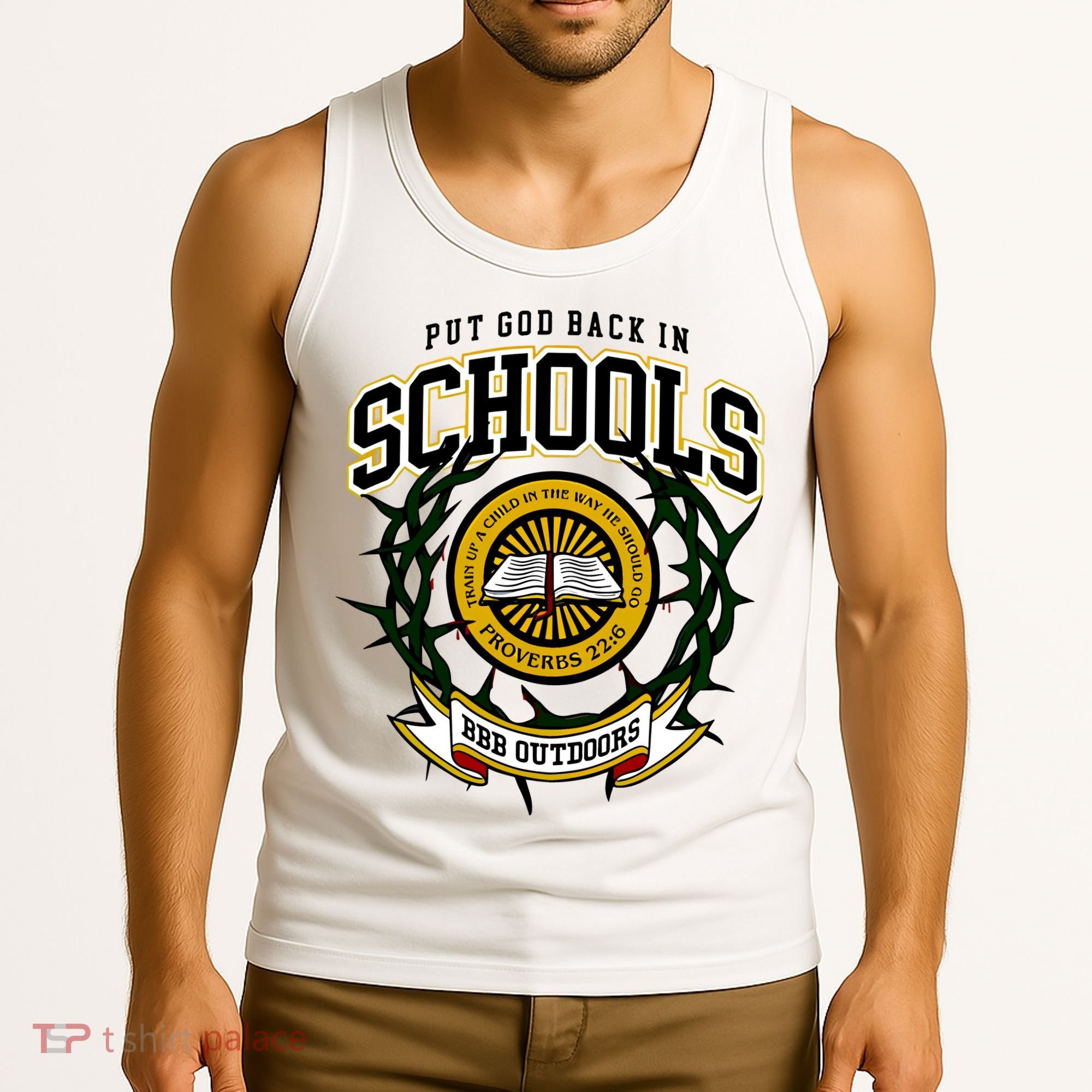 Zach Rushing Wearing Put God Back In Schools Tank Top