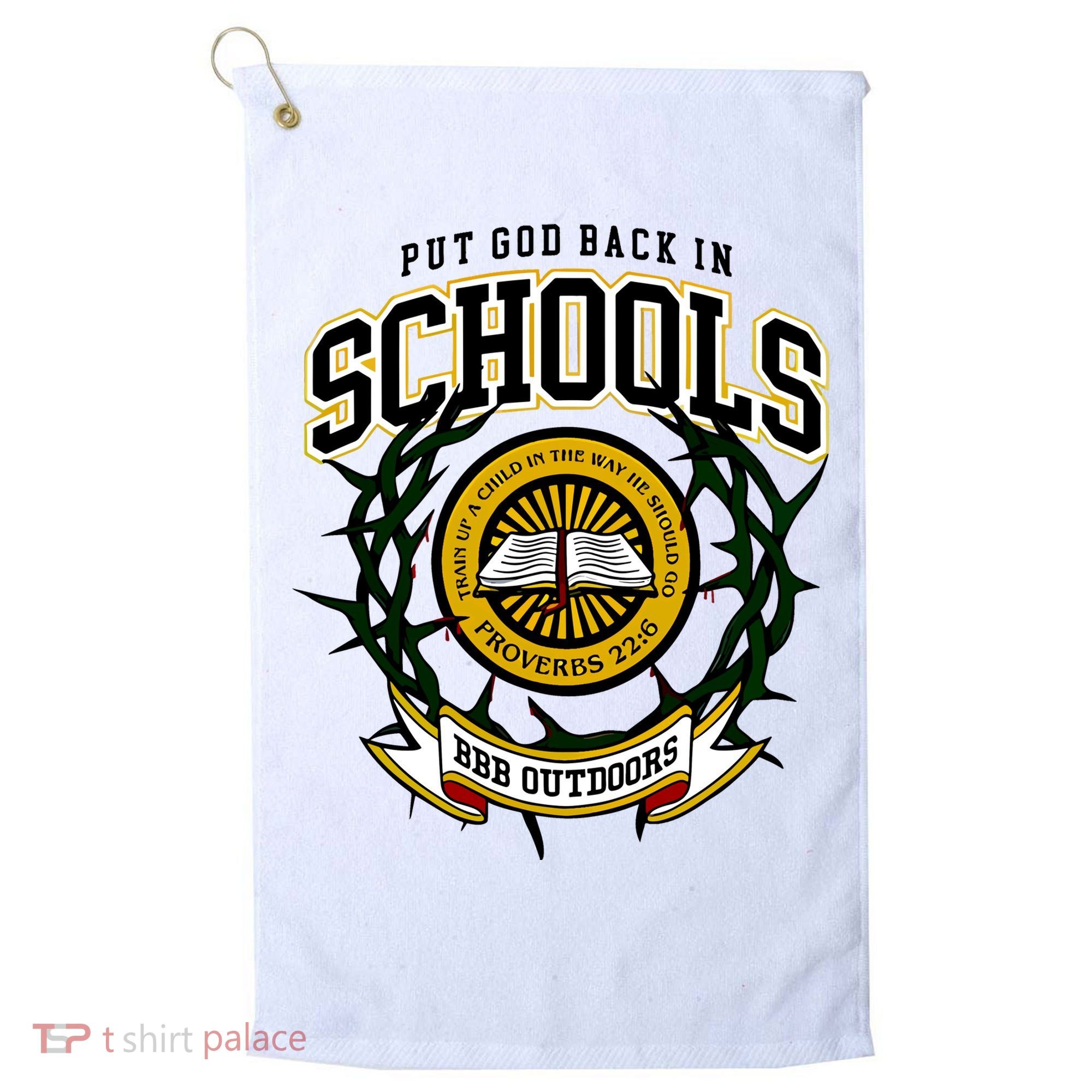 Zach Rushing Wearing Put God Back In Schools Golf Towel