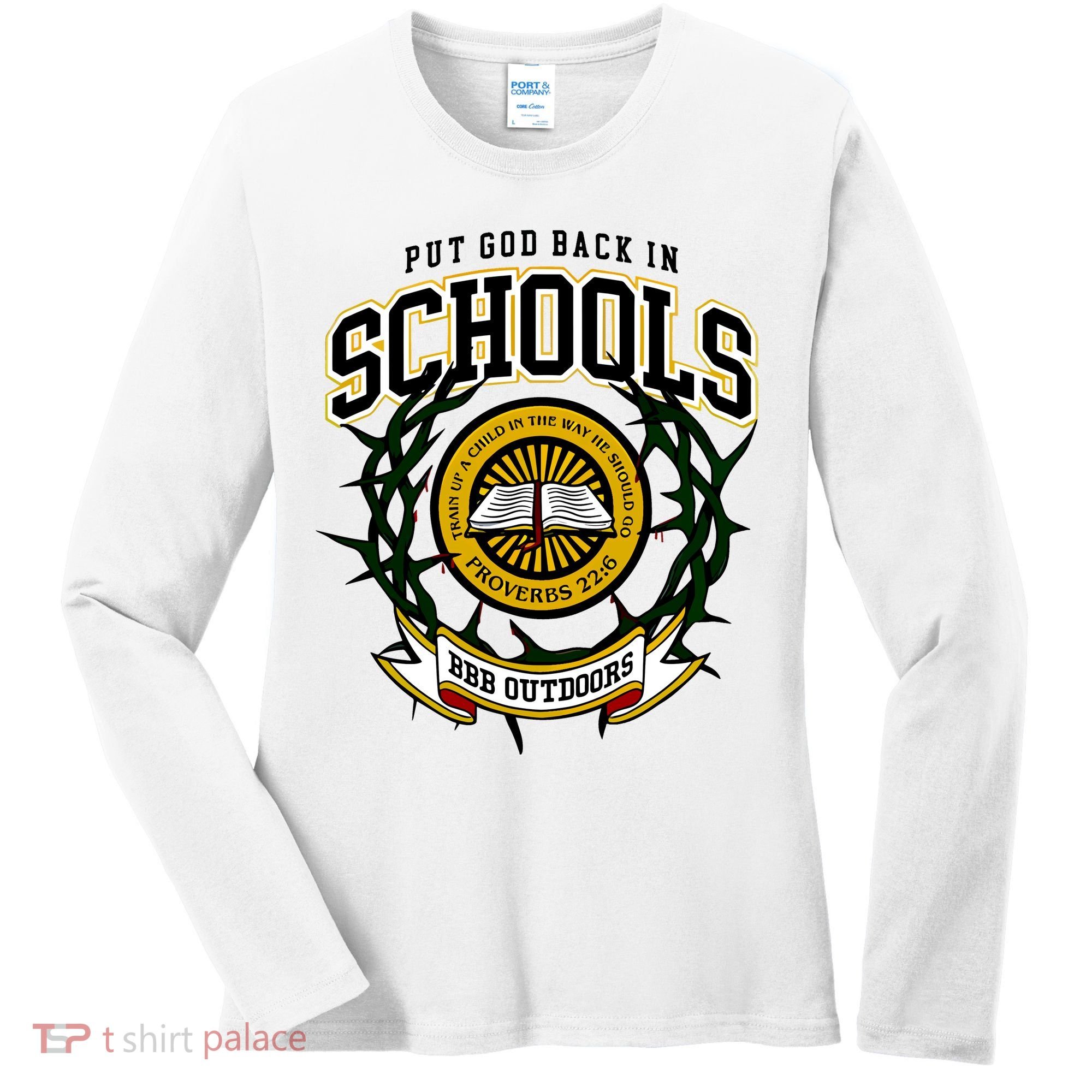 Zach Rushing Wearing Put God Back In Schools Women's Long Sleeve Shirt