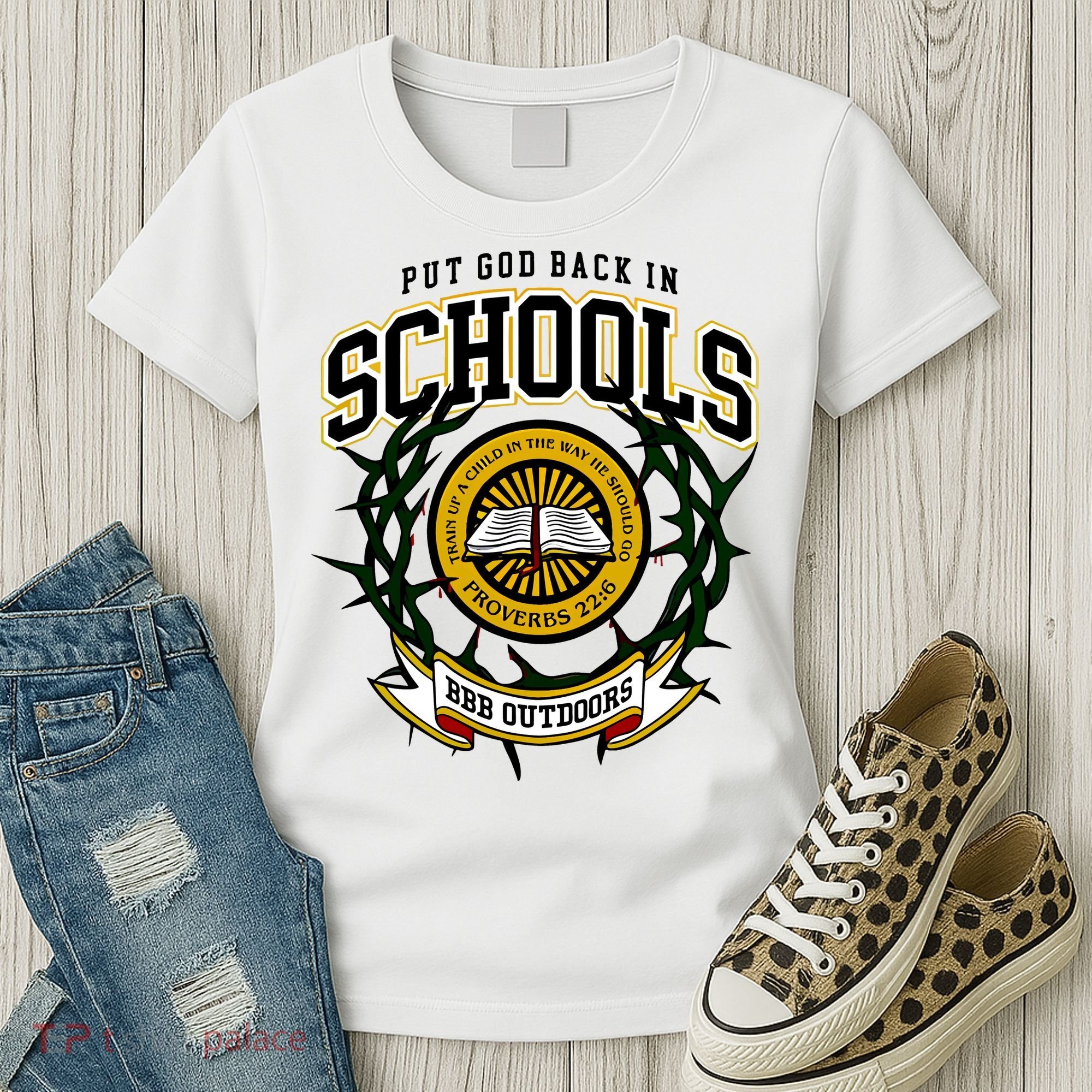Zach Rushing Wearing Put God Back In Schools Women's T-Shirt