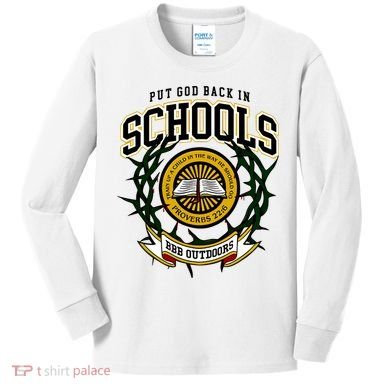 Zach Rushing Wearing Put God Back In Schools Kids Long Sleeve Shirt