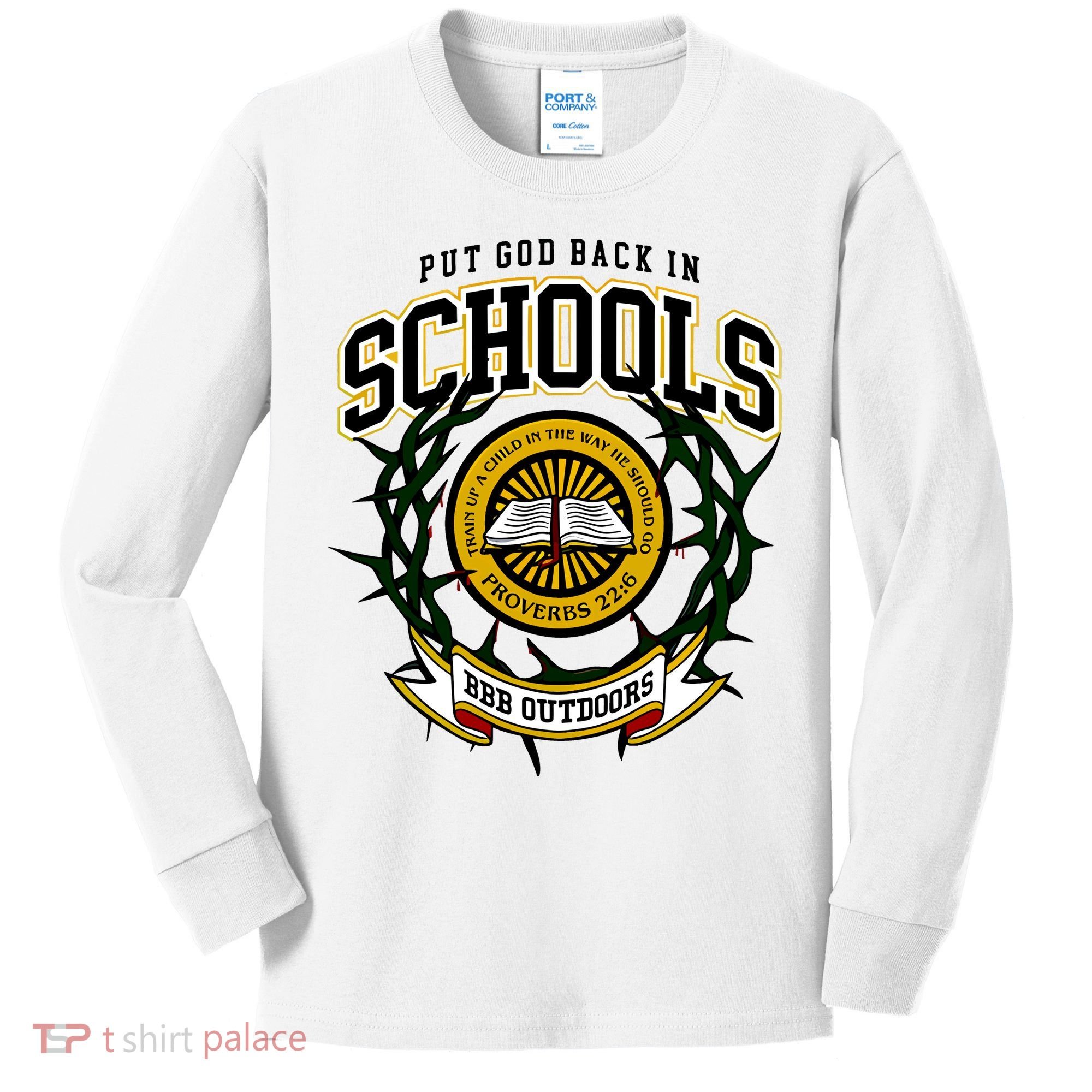 Zach Rushing Wearing Put God Back In Schools Kids Long Sleeve Shirt
