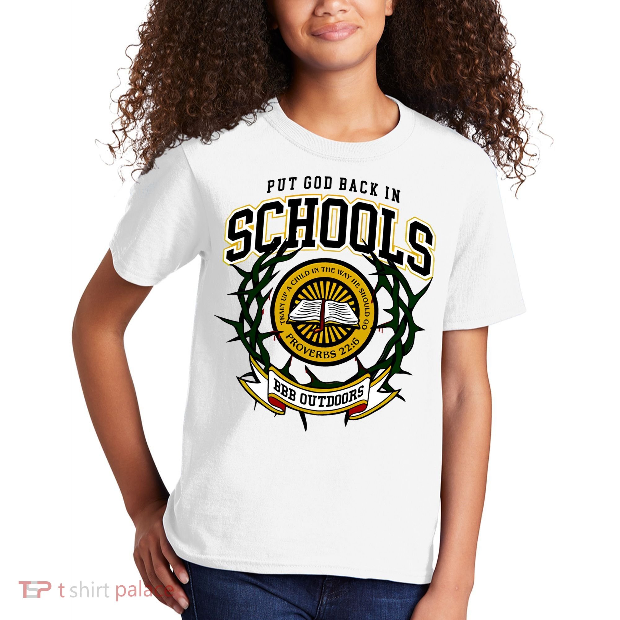 Zach Rushing Wearing Put God Back In Schools Kids T-Shirt
