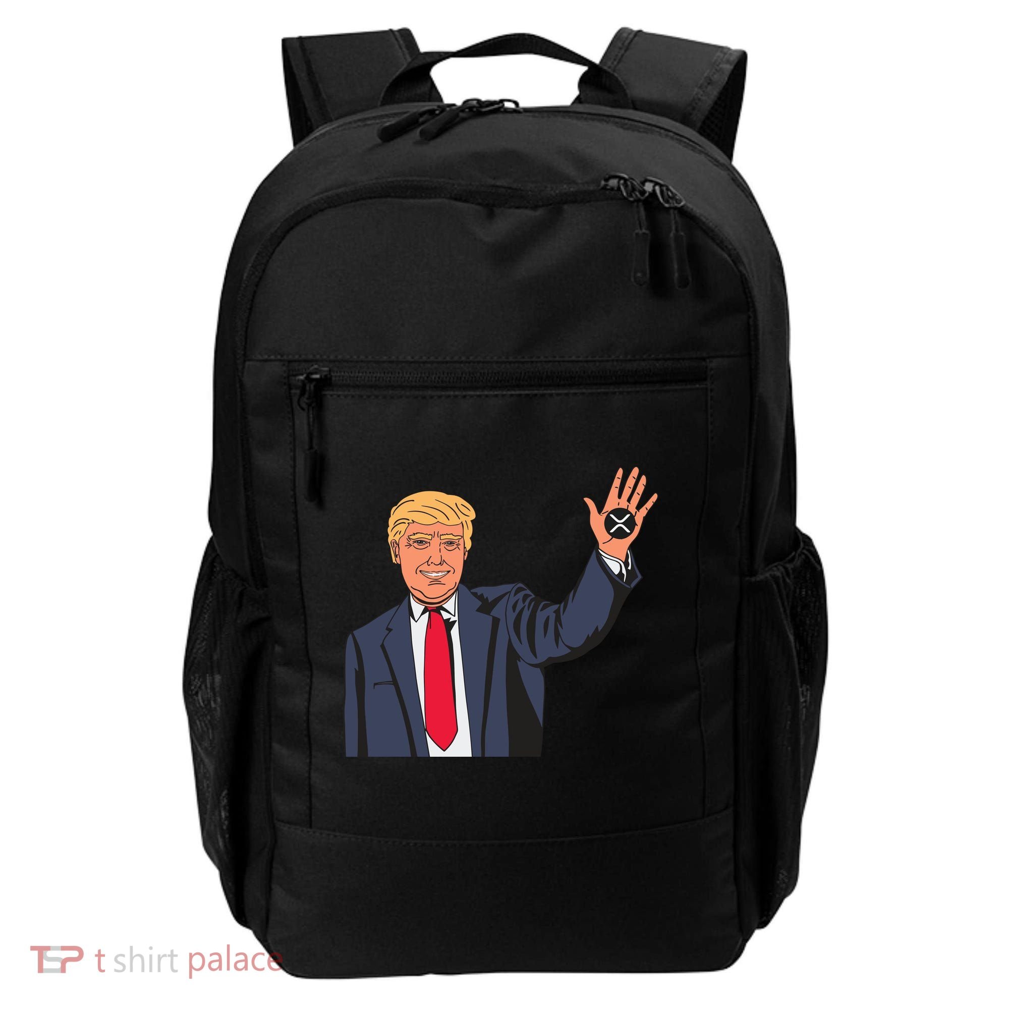 Zach Rector Wearing Trump Xrp Backpack
