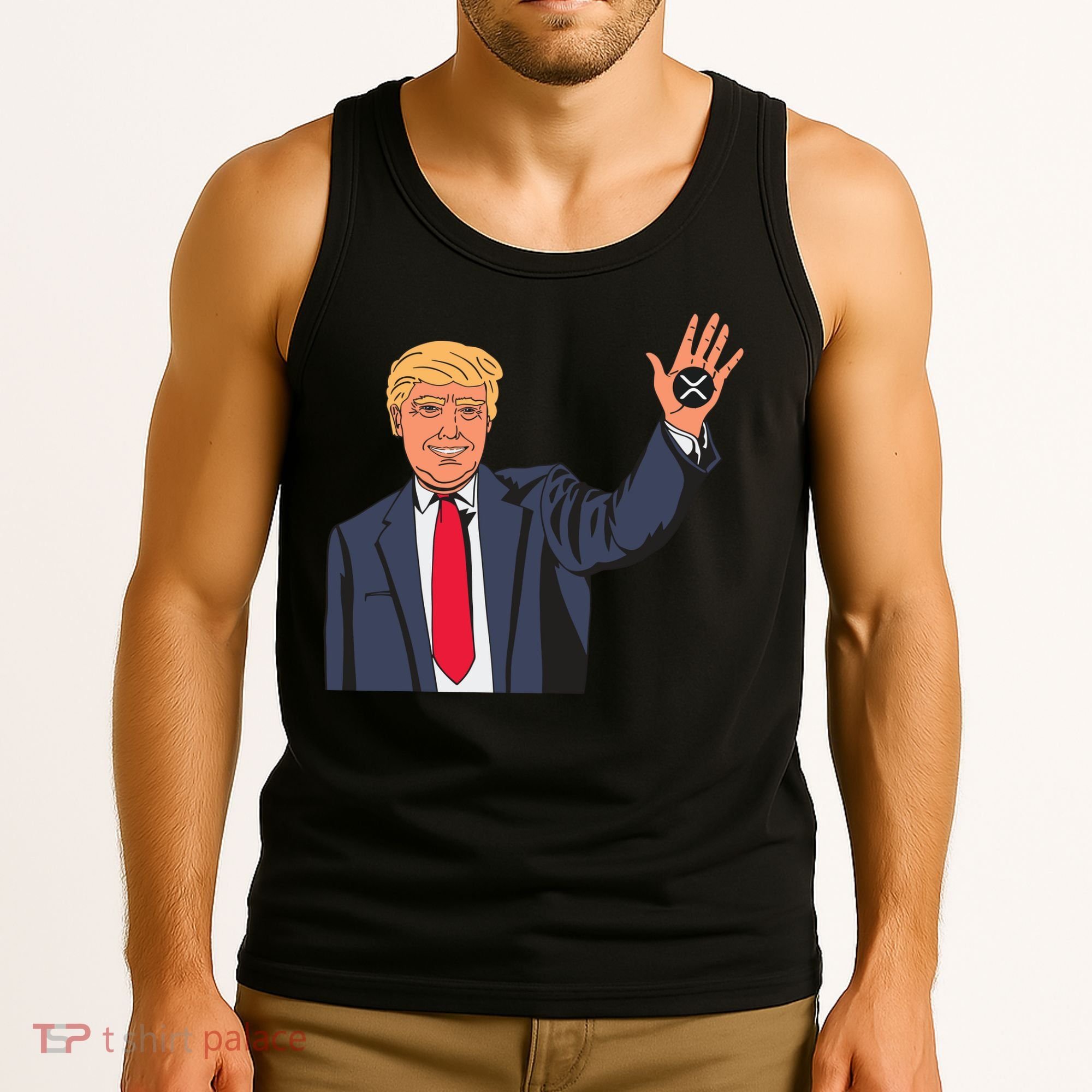 Zach Rector Wearing Trump Xrp Tank Top