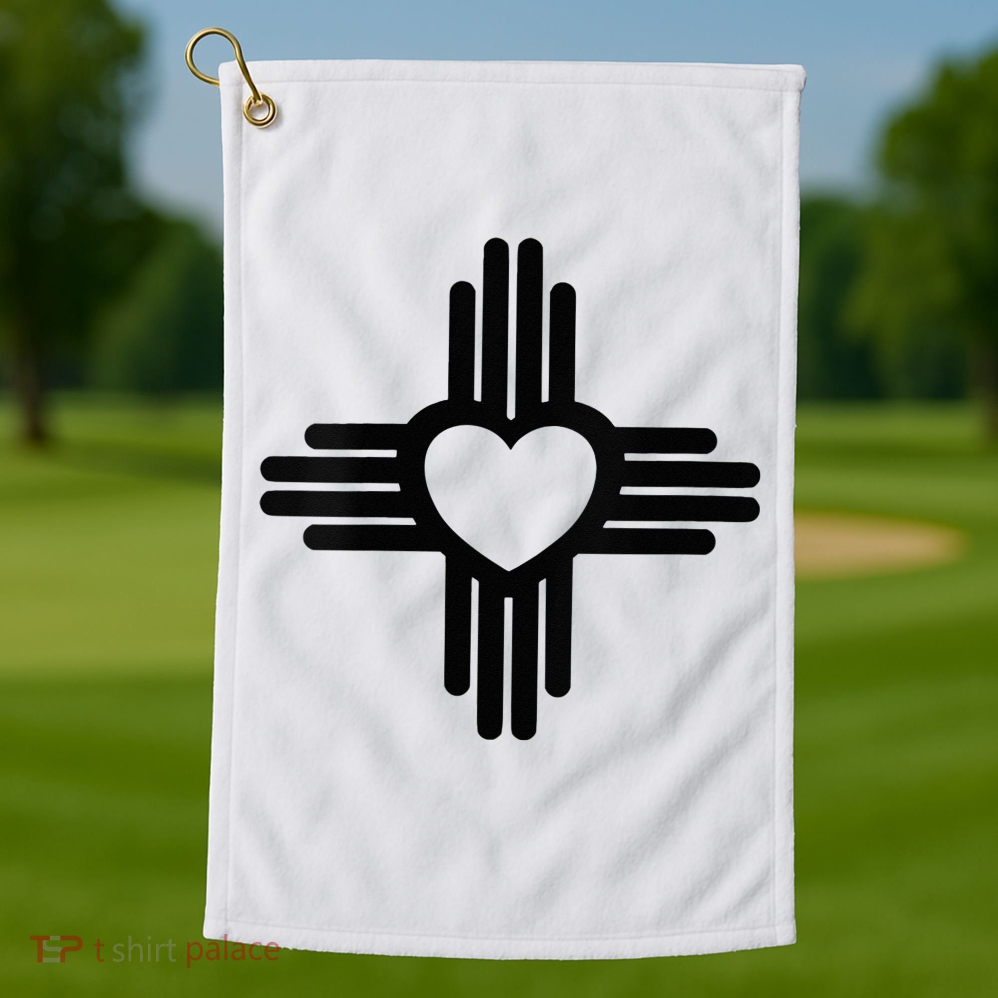 Zia Symbol Heart I Love New Mexico Golf Towel