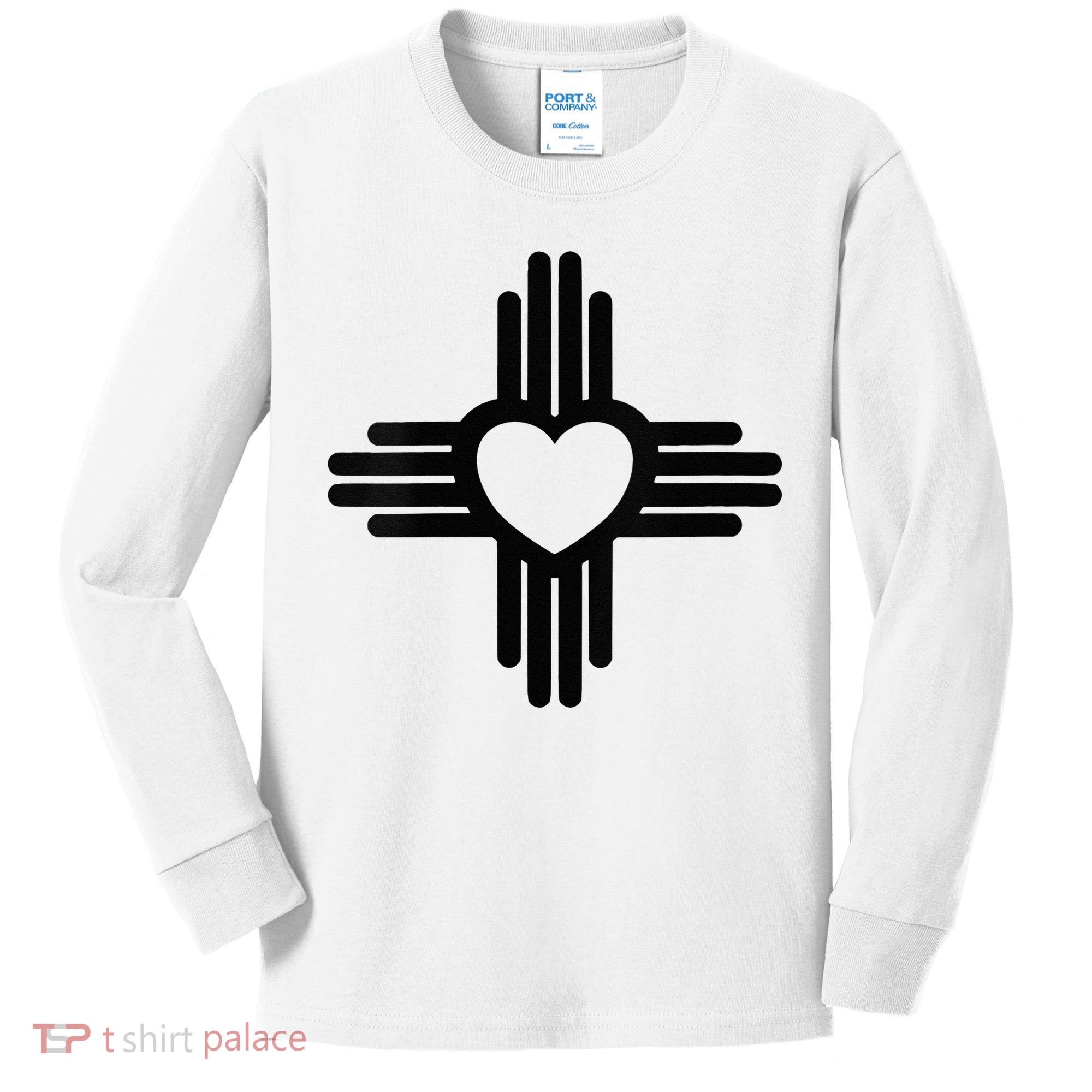 Zia Symbol Heart I Love New Mexico Kids Long Sleeve Shirt