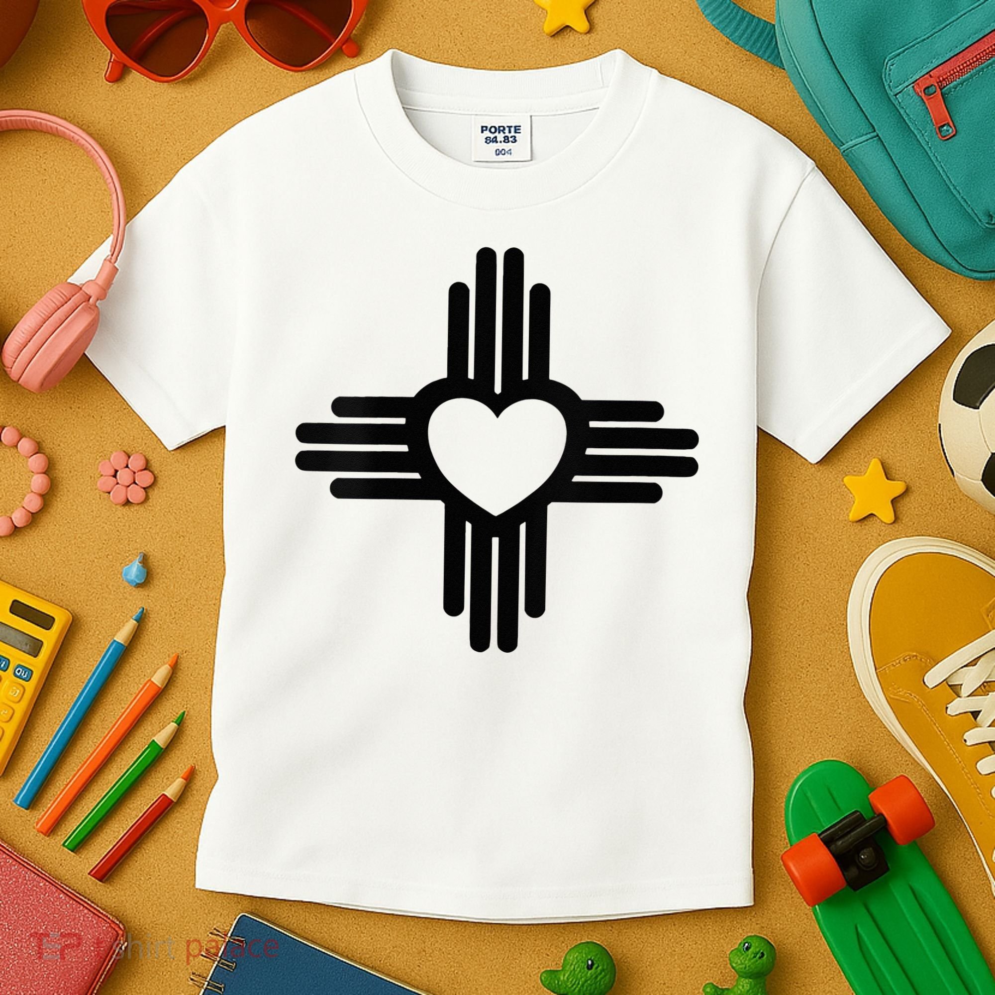 Zia Symbol Heart I Love New Mexico Kids T-Shirt