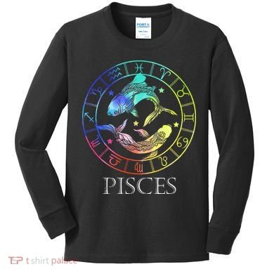 Zodiac Sign Pisces Kids Long Sleeve Shirt