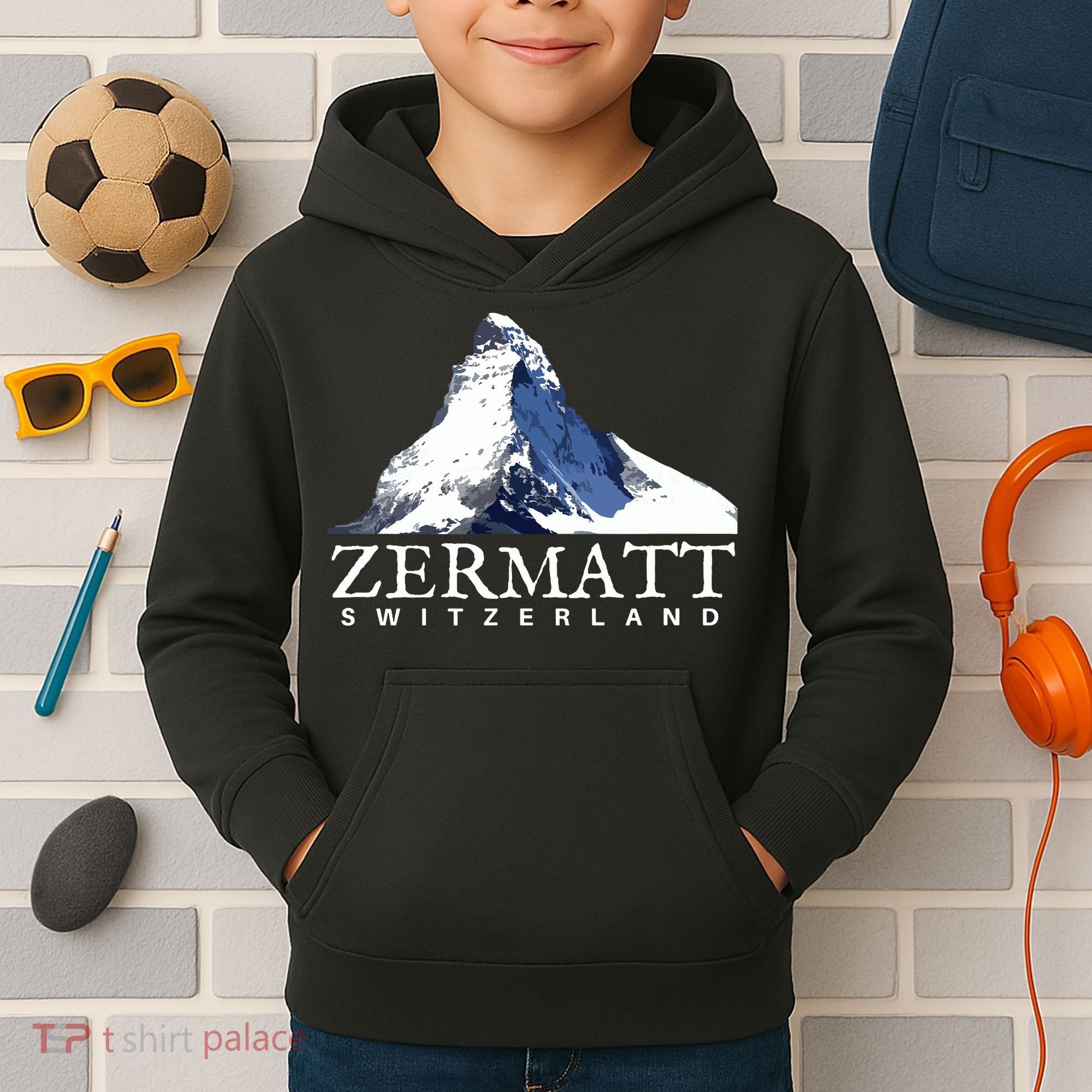 Zermatt Switzerland Swiss Alps Mountain Kids Hoodie