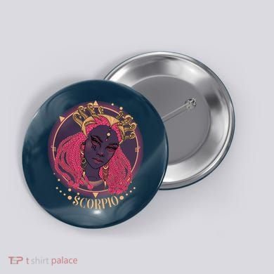 Zodiac Scorpio Scorpion Goddess Queen Button