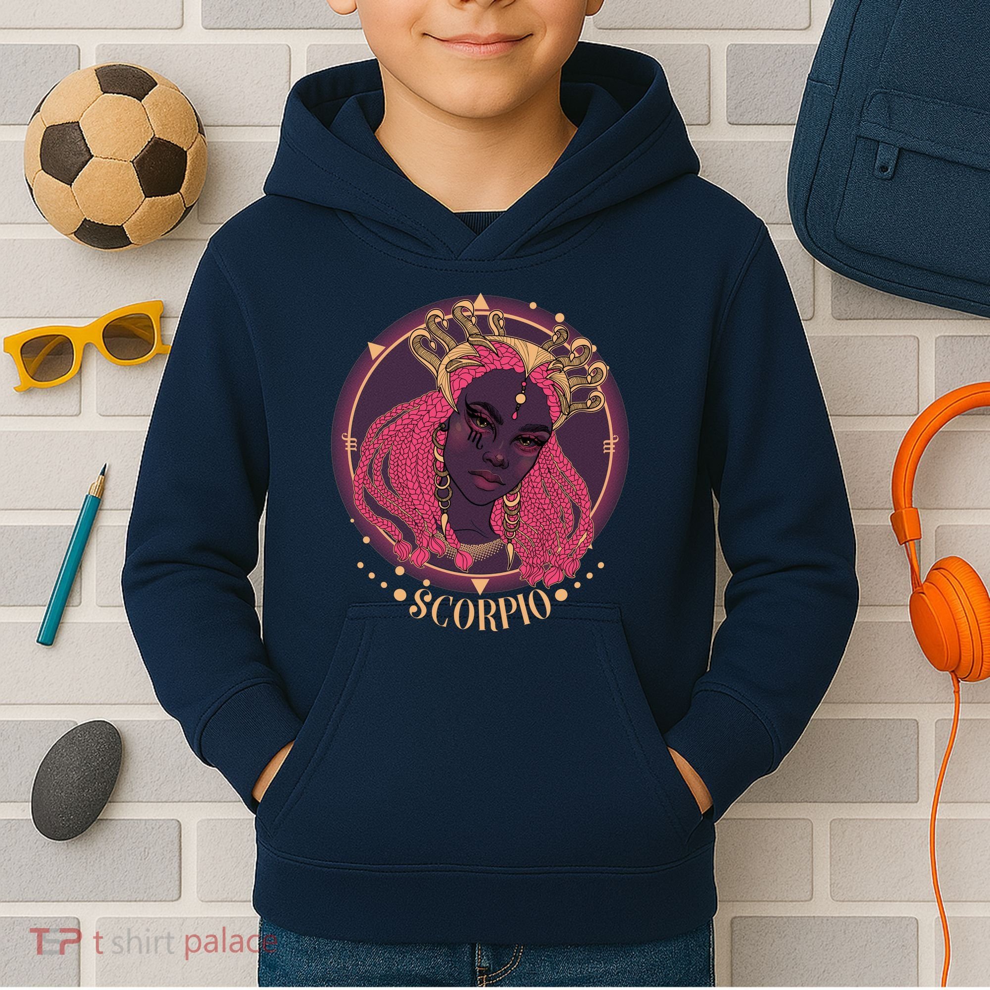 Zodiac Scorpio Scorpion Goddess Queen Kids Hoodie