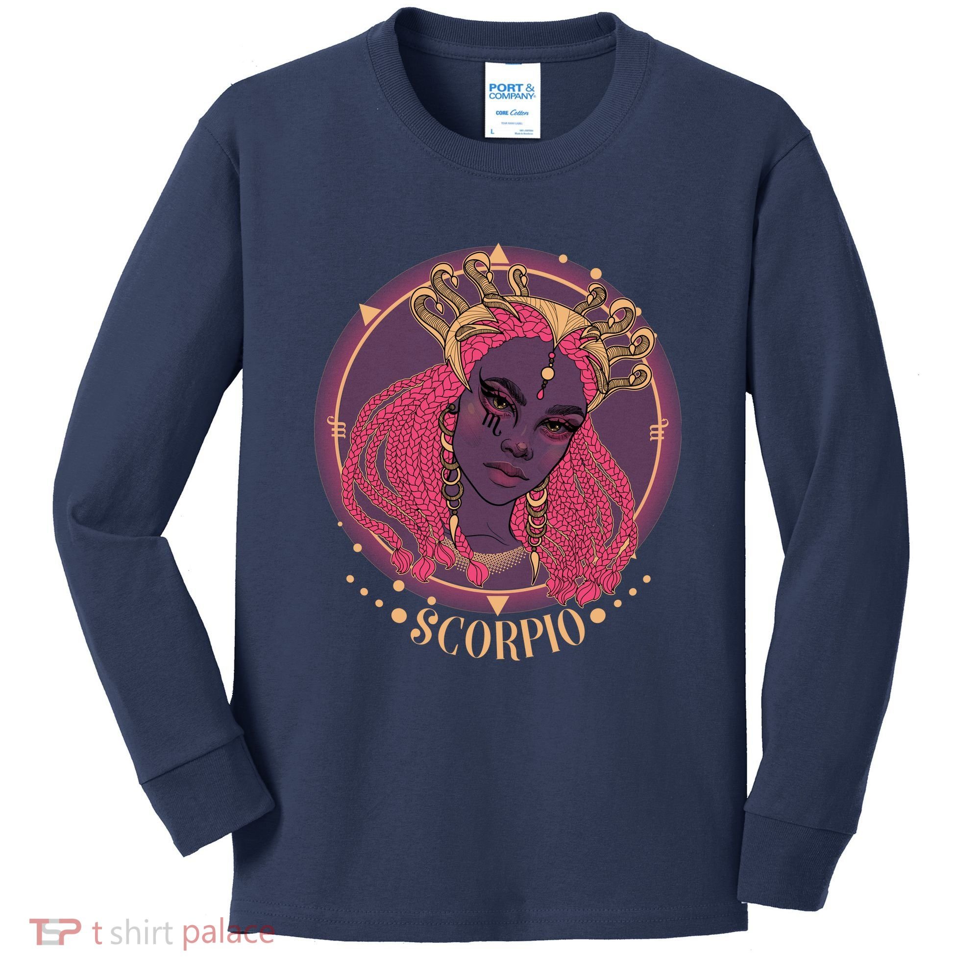 Zodiac Scorpio Scorpion Goddess Queen Kids Long Sleeve Shirt