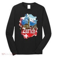 Zurich Switzerland Swiss Flag City Souvenir Long Sleeve Shirt thumb 0