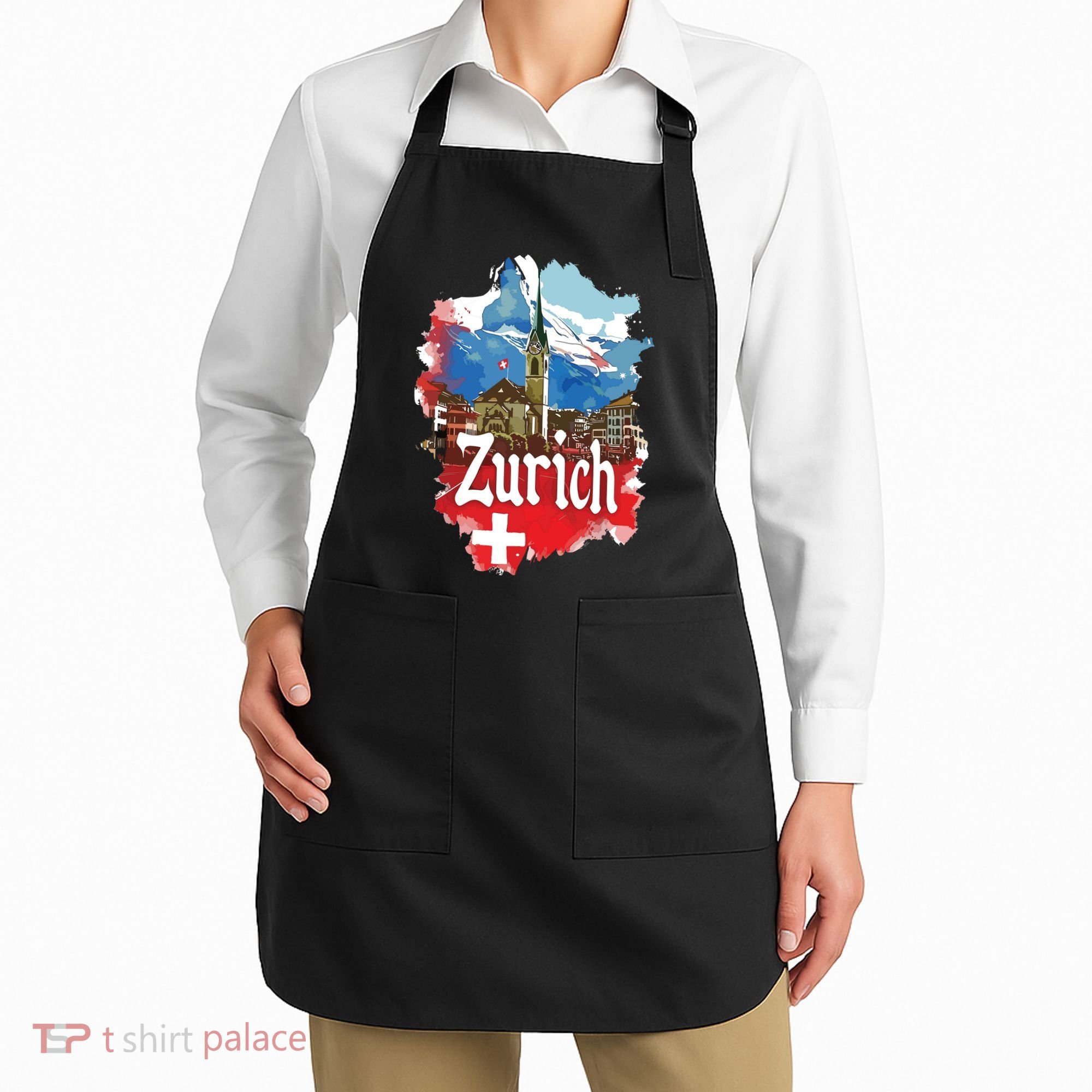 Zurich Switzerland Swiss Flag City Souvenir Apron