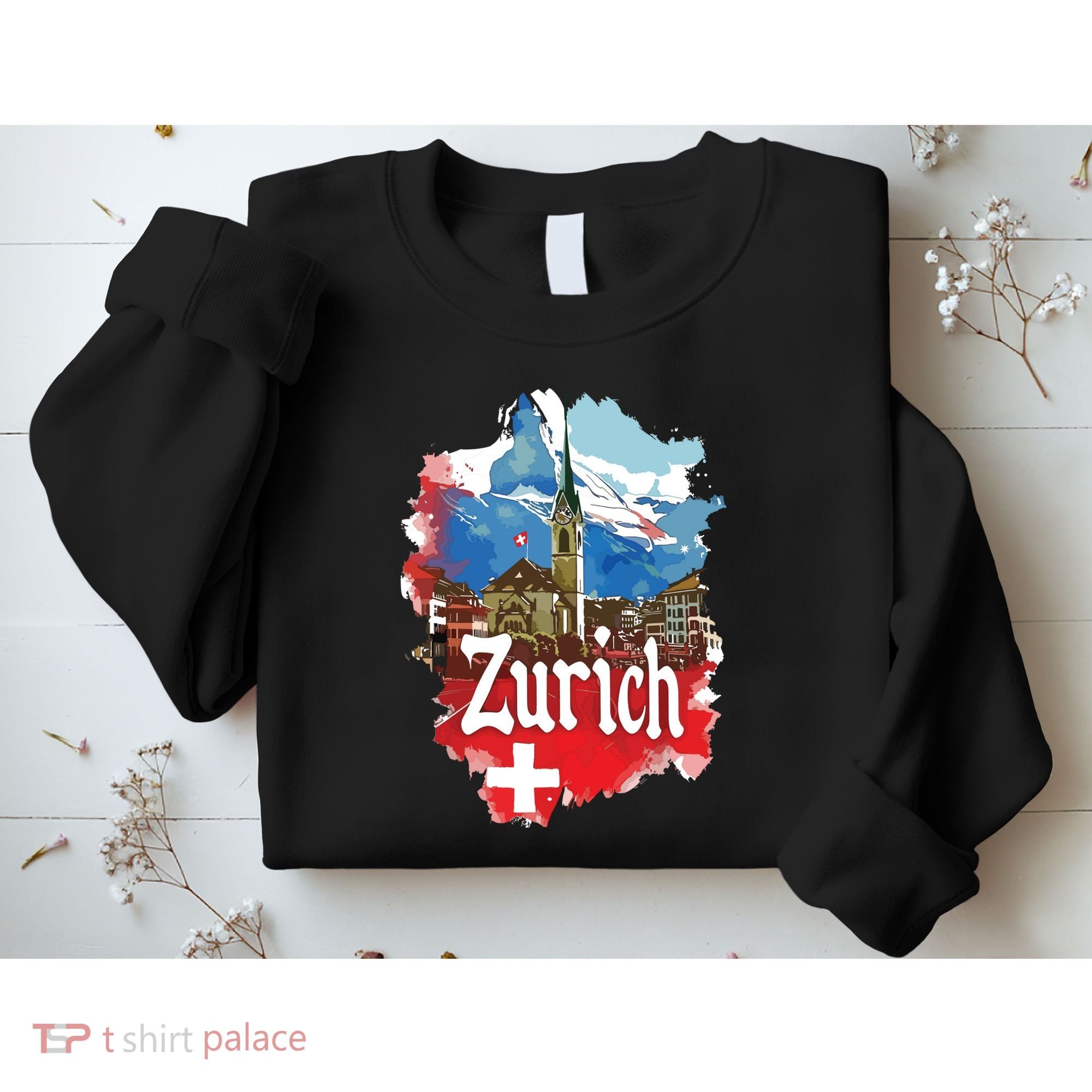 Zurich Switzerland Swiss Flag City Souvenir Sweatshirt