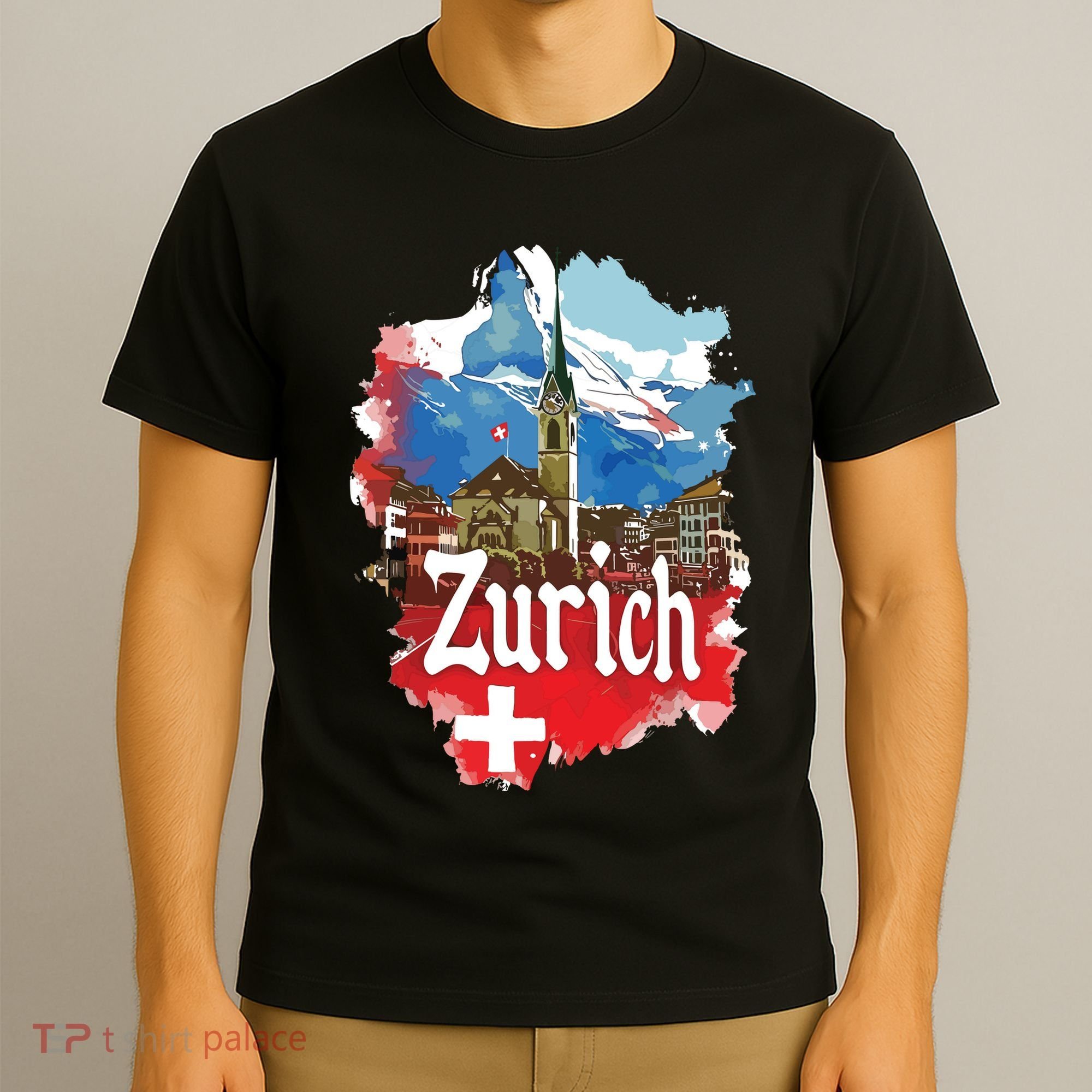 Zurich Switzerland Swiss Flag City Souvenir T-Shirt