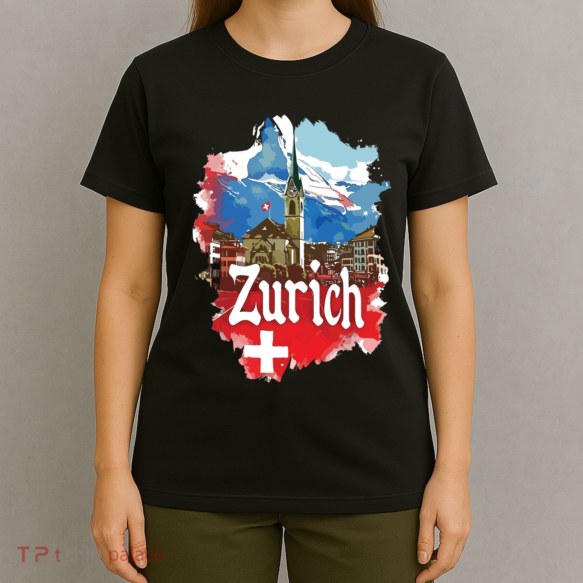 Zurich Switzerland Swiss Flag City Souvenir T-Shirt
