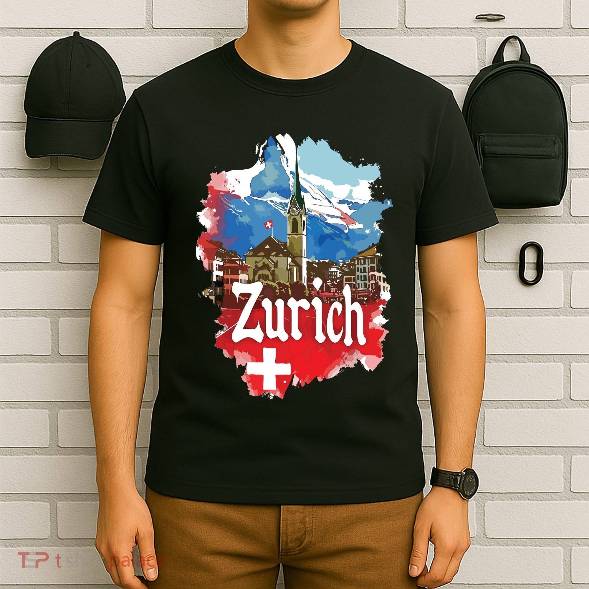 Zurich Switzerland Swiss Flag City Souvenir T-Shirt