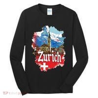 Zurich Switzerland Swiss Flag City Souvenir Tall Long Sleeve Shirt thumb 0
