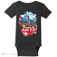 Zurich Switzerland Swiss Flag City Souvenir Baby Bodysuit thumb 0