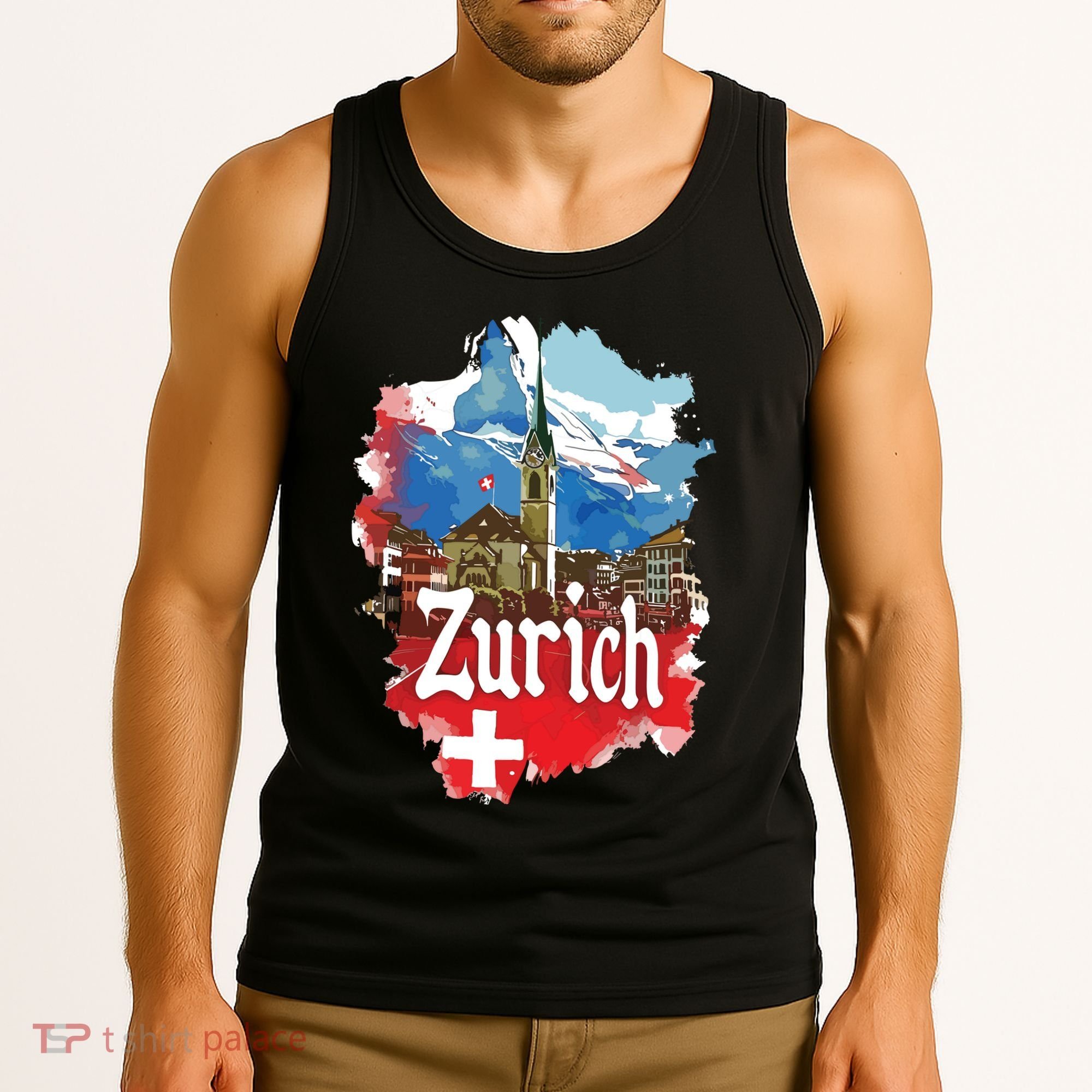 Zurich Switzerland Swiss Flag City Souvenir Tank Top