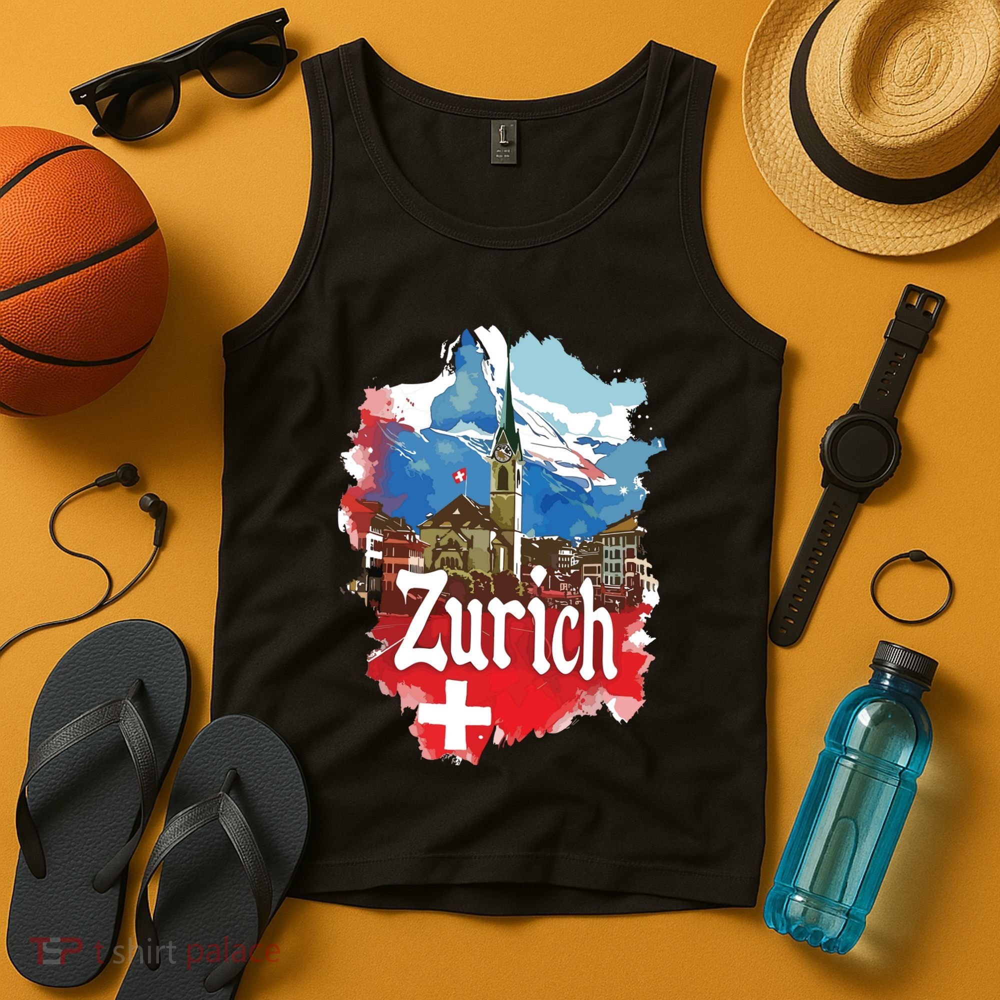 Zurich Switzerland Swiss Flag City Souvenir Tank Top