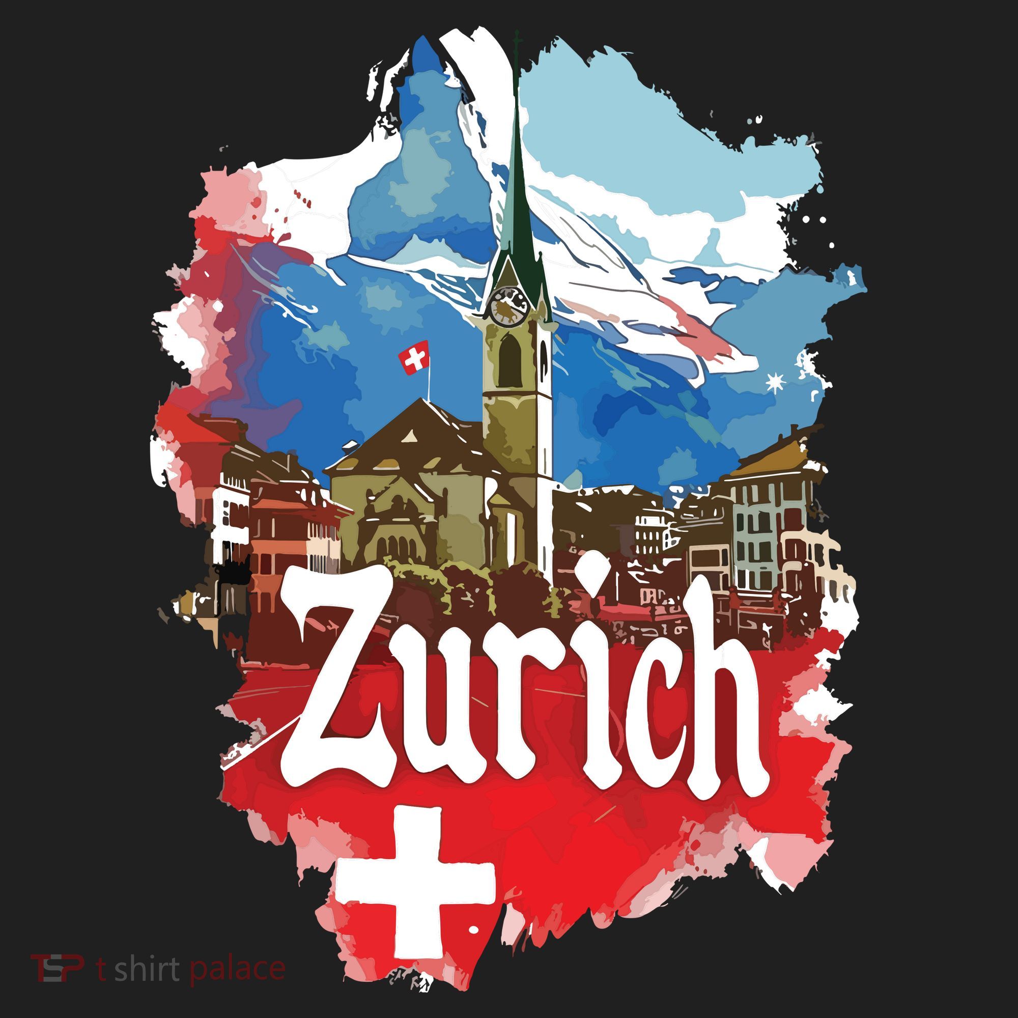 Zurich Switzerland Swiss Flag City Souvenir Golf Towel