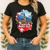 Zurich Switzerland Swiss Flag City Souvenir Women's T-Shirt thumb 2